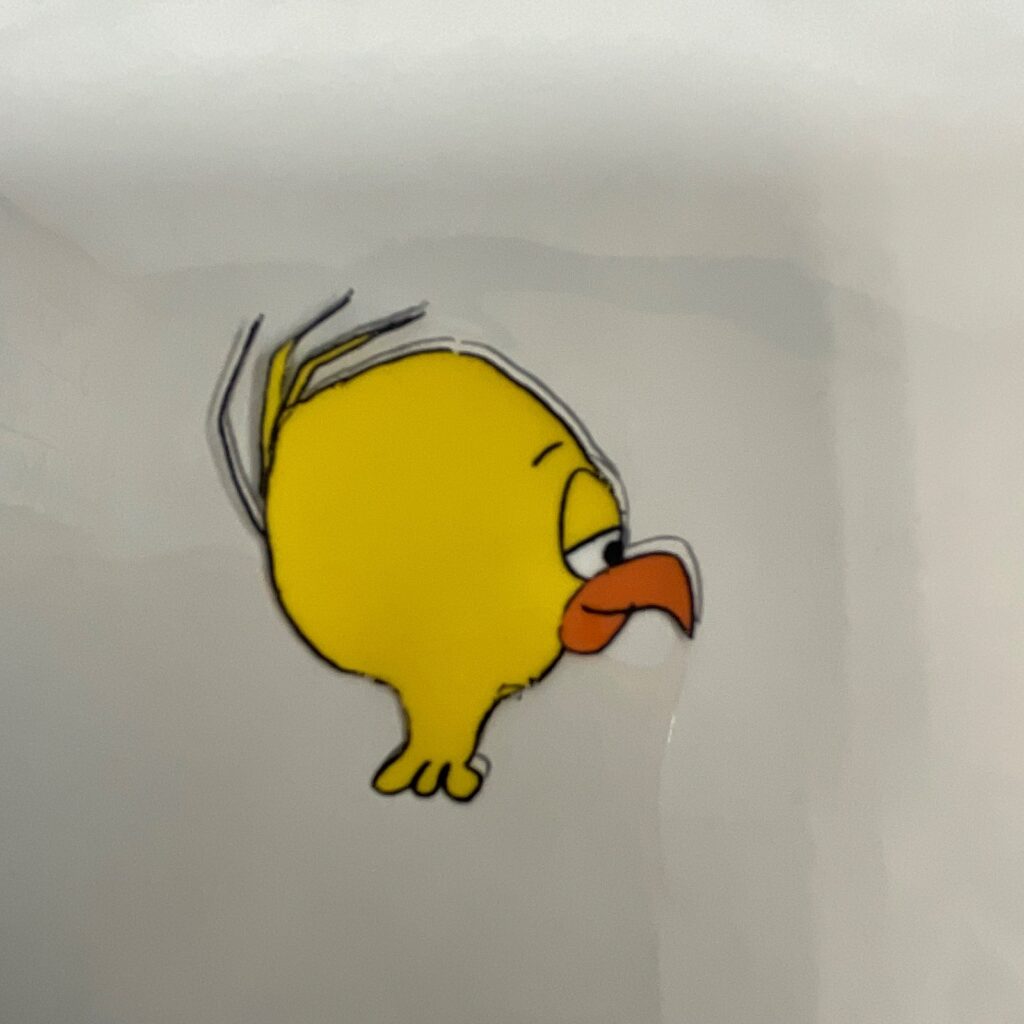 Duck Animation Cel Small Yellow Bird 80's Era TV Production Art - Image 1