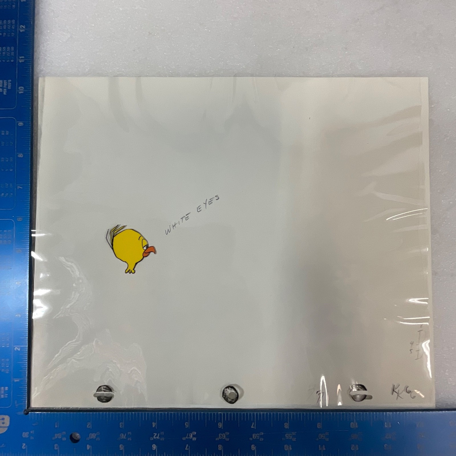 Duck Factory Animation Cel Yellow Duck White Eyes Hand-Painted 12 x 10 in - Image 3