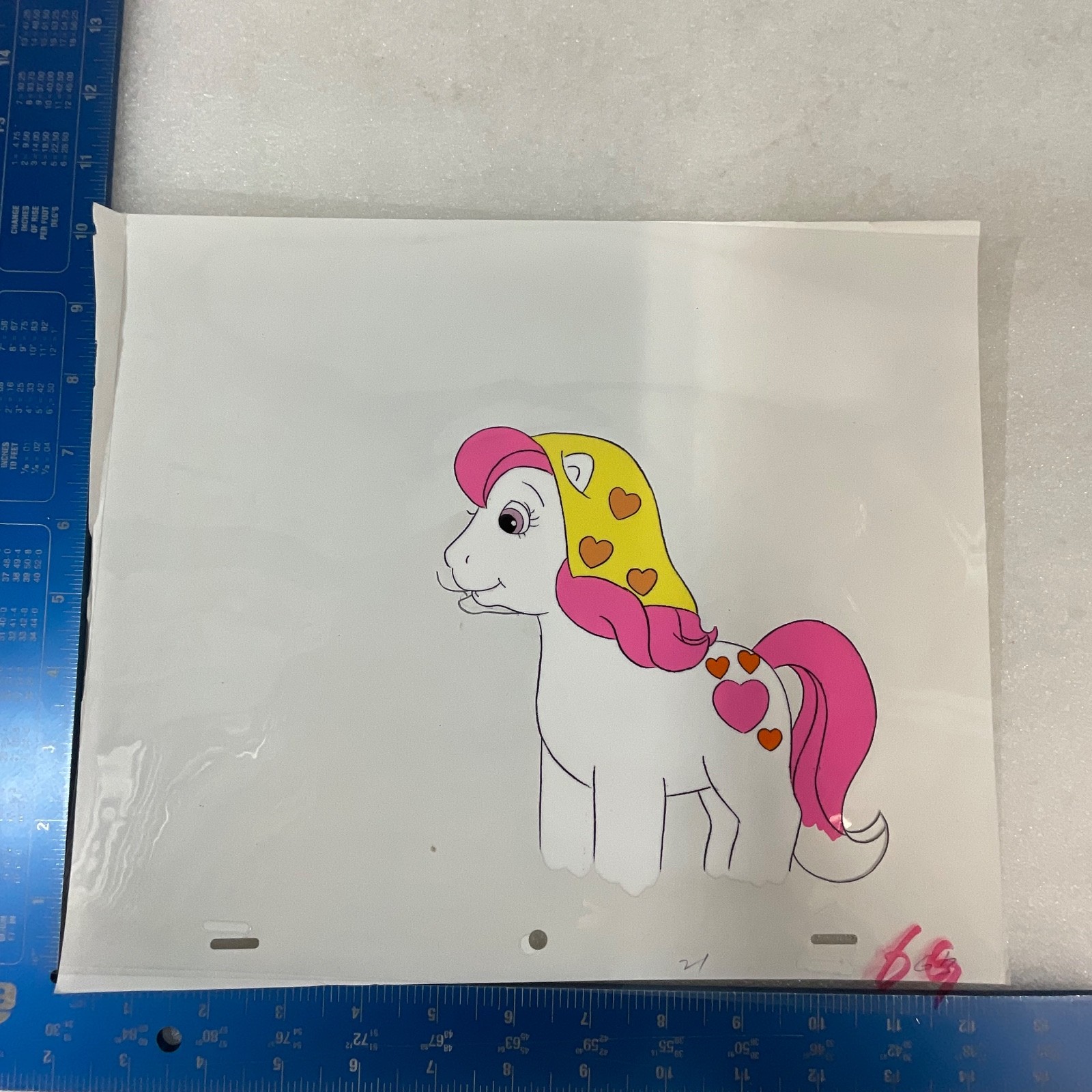 Vintage Pony Animation Cel Heart Motif Character 12.5 x 10.5 in - Image 3