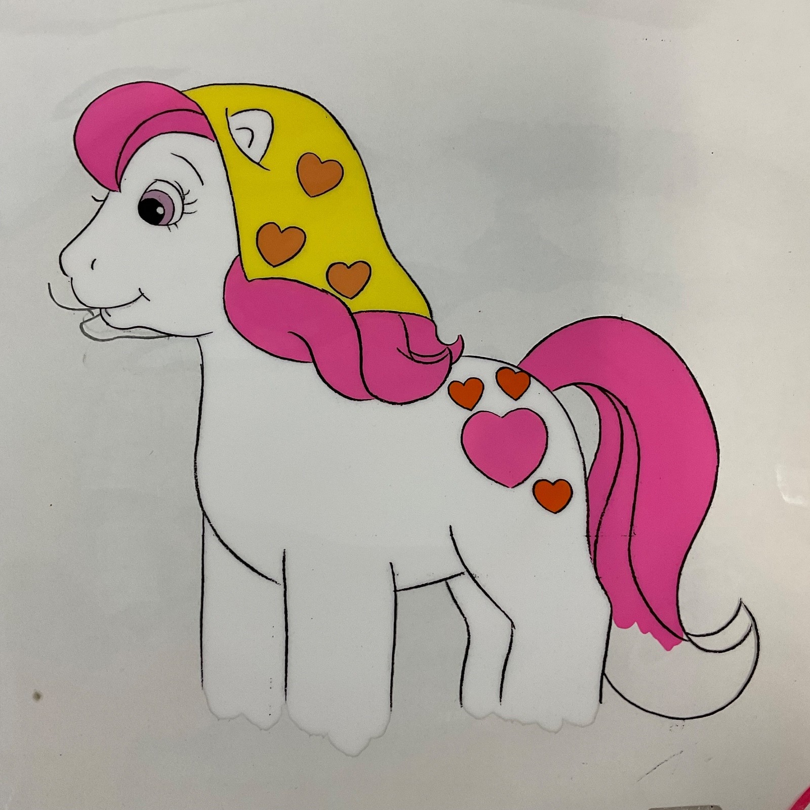 Vintage Pony Animation Cel Heart Motif Character 12.5 x 10.5 in - Image 1