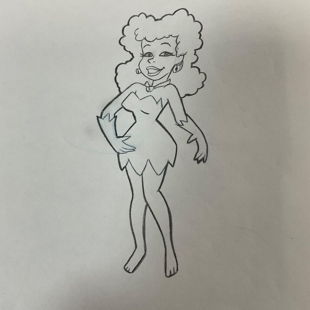 Vintage Cavewoman Animation Cel Drawing Used in Production 10.5 x 12.5 in - Image 1