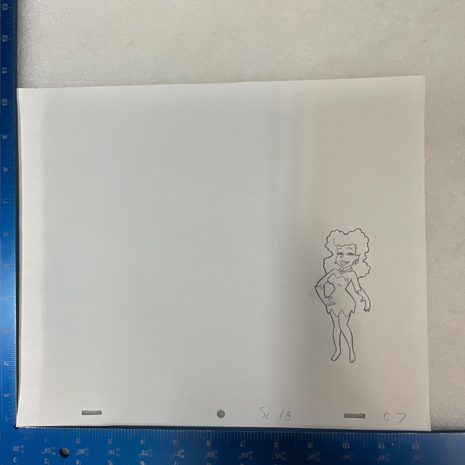 Vintage Cavewoman Animation Cel Drawing Used in Production 10.5 x 12.5 in - Image 3