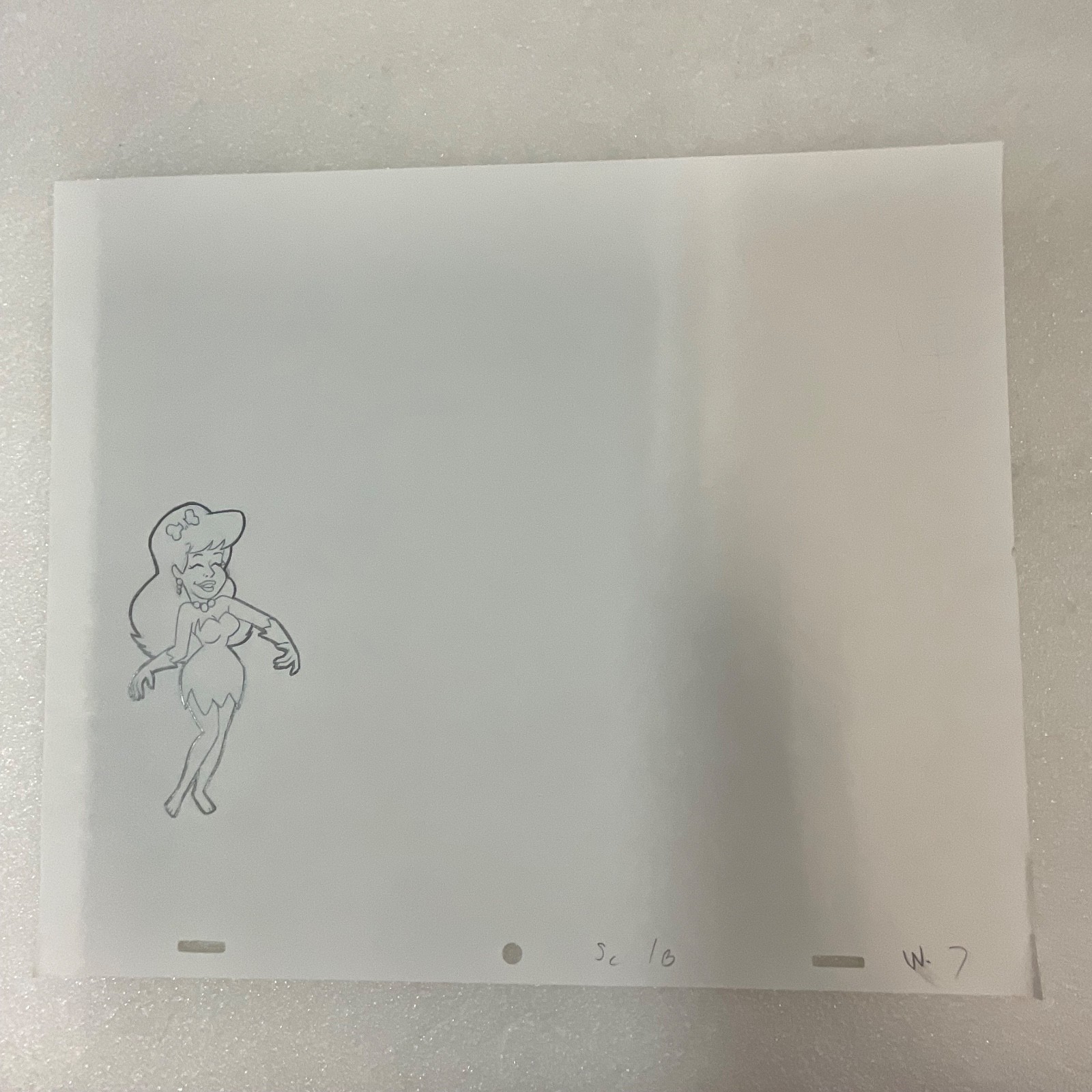 Vintage Cavewoman Animation Cel Hand Inked Unknown Character 12.5 x 10.5 in - Image 2