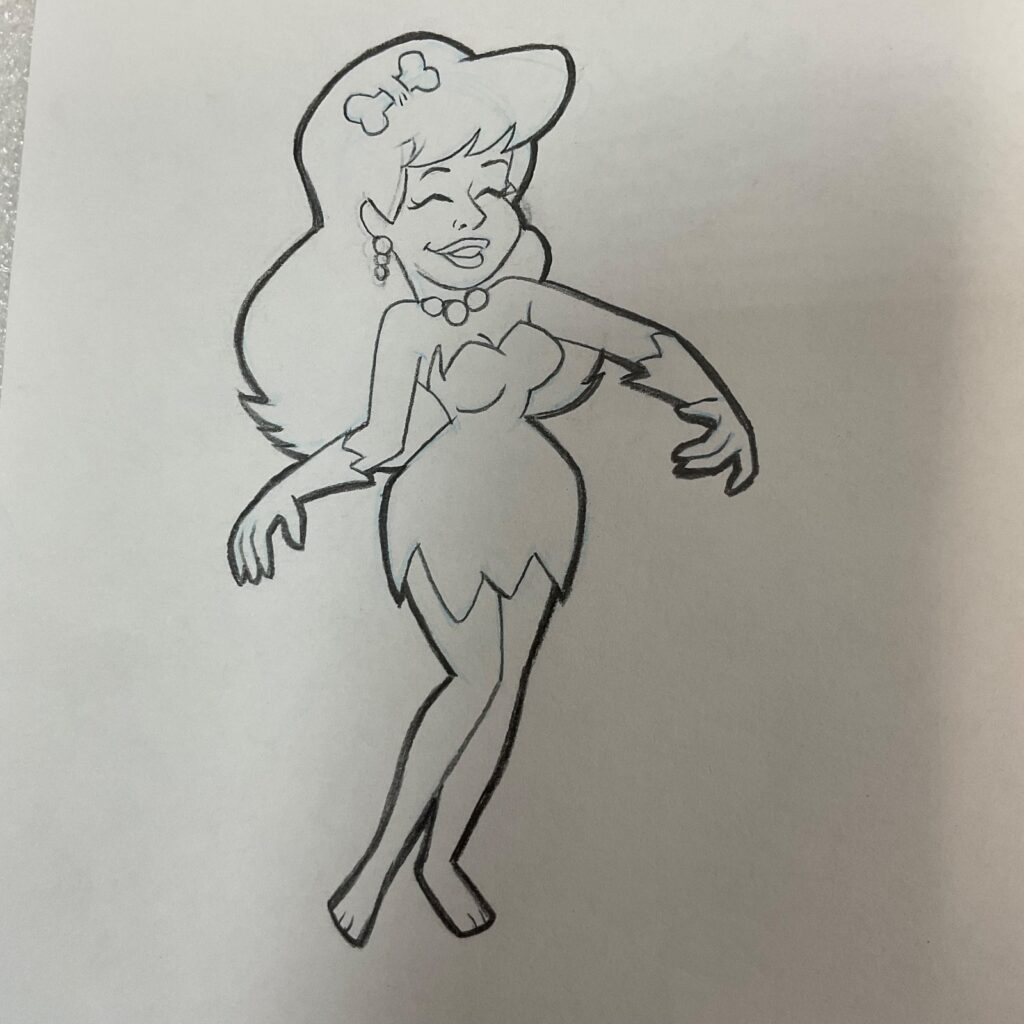 Vintage Cavewoman Animation Cel Hand Inked Unknown Character 12.5 x 10.5 in - Image 1