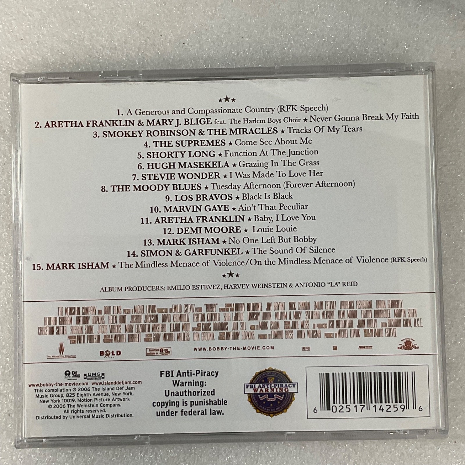 Bobby Original Motion Picture Soundtrack CD 2006 Island Def Jam - Image 2