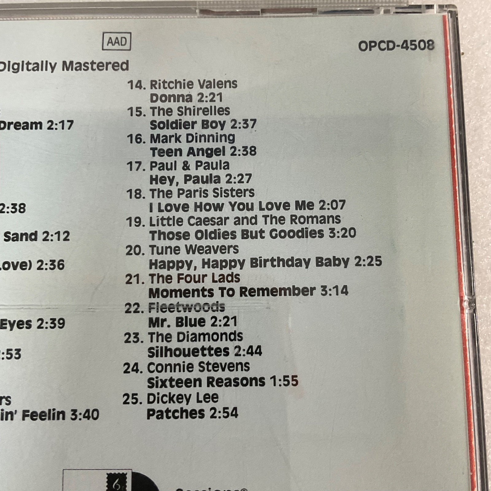 Senior Prom Disc 1 CD 1987 Warner Special Products Oldies Compilation - Image 4