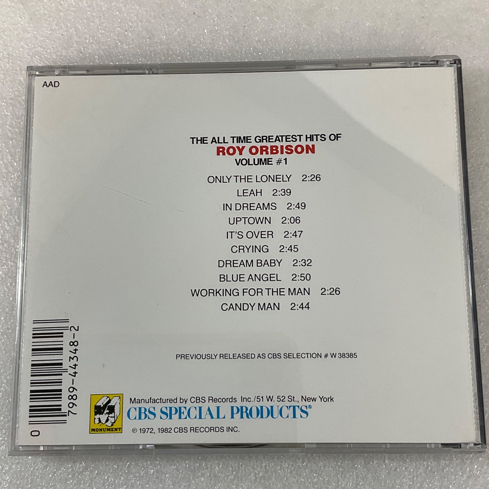 Roy Orbison All-Time Greatest Hits Vol 1 CD CBS Special Products - Image 2