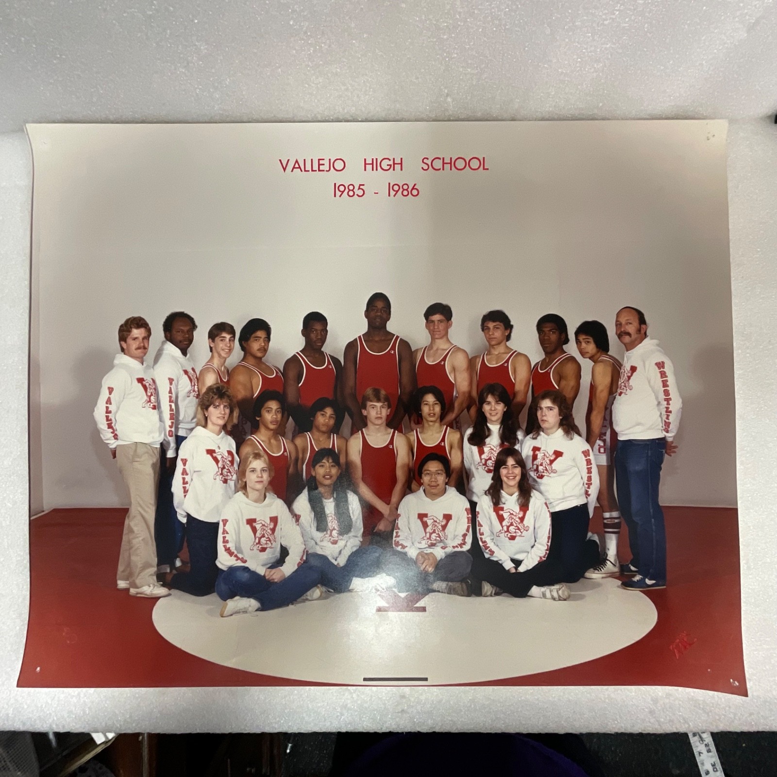 1985-86 Vallejo High School California Wrestling Team Photo 20 x 16 in - Image 1