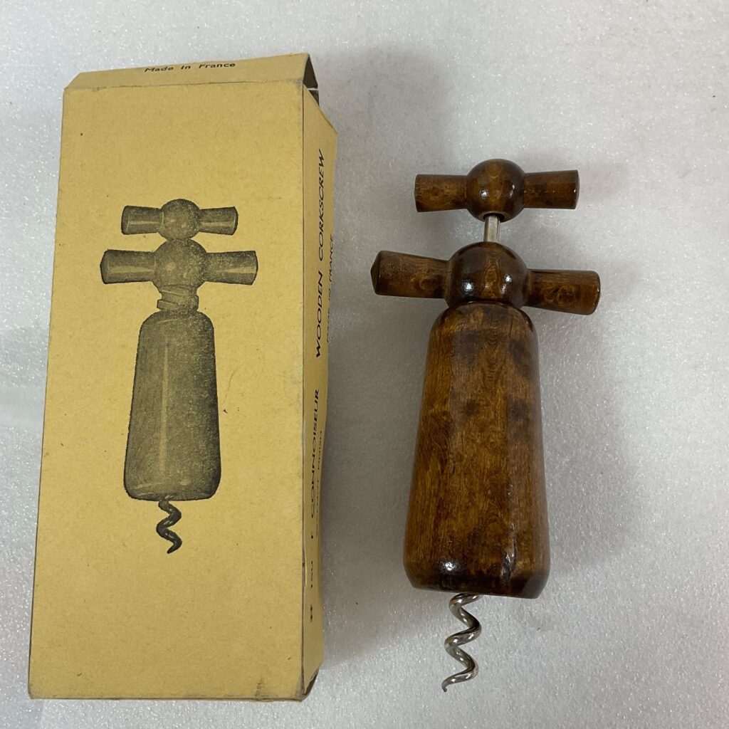 Vintage Connoisseur Wooden Corkscrew Walnut Finish France 6.5in w Box - Image 1