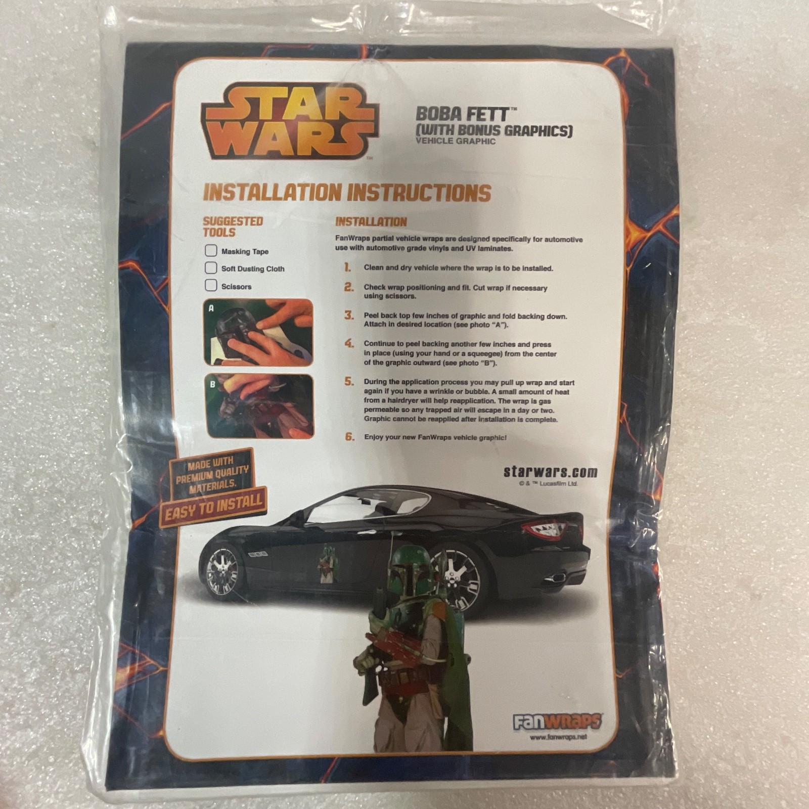 Star Wars FanWraps Boba Fett Vehicle Graphic Stripe Pack Decal Set - Image 2