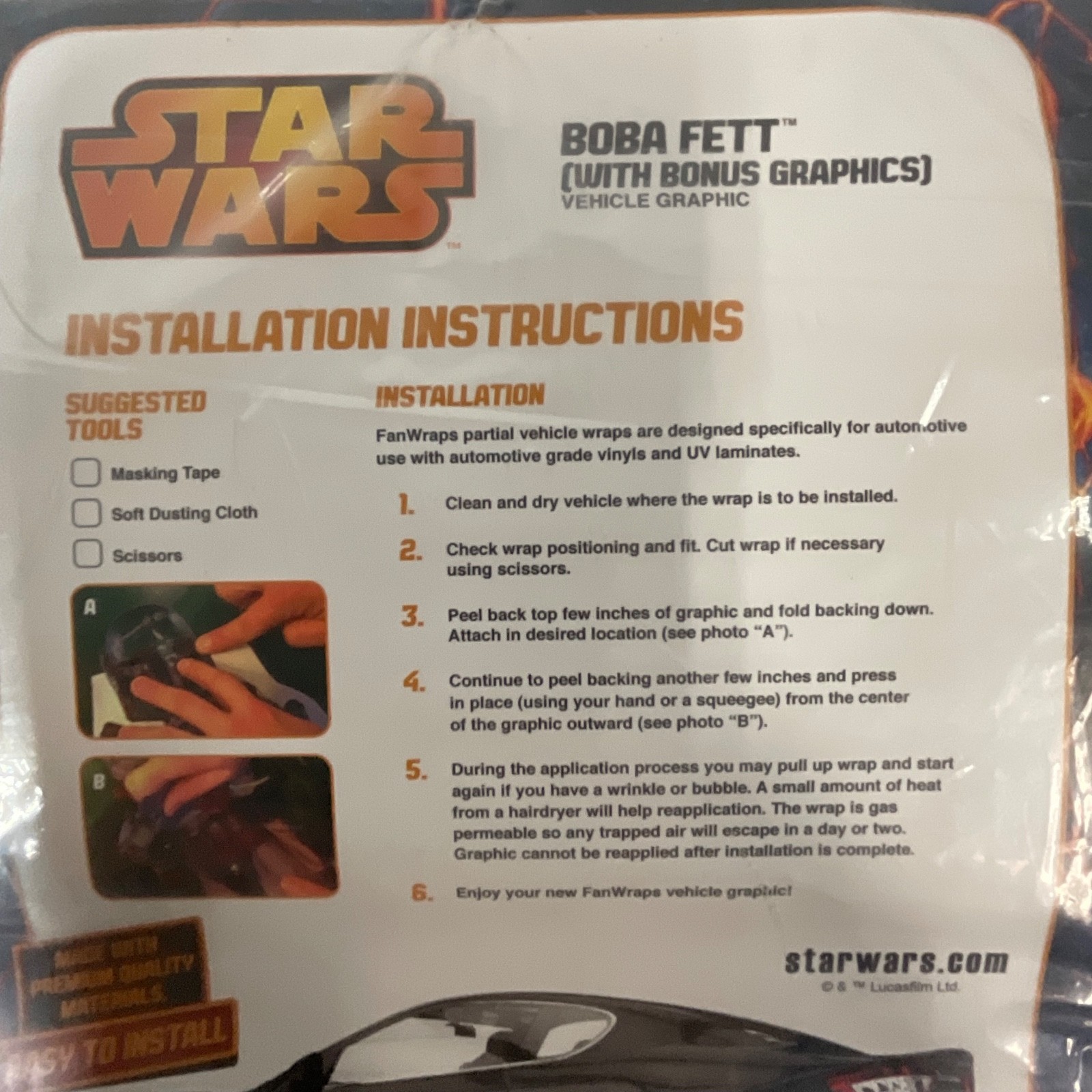 Star Wars FanWraps Boba Fett Vehicle Graphic Stripe Pack Decal Set - Image 6
