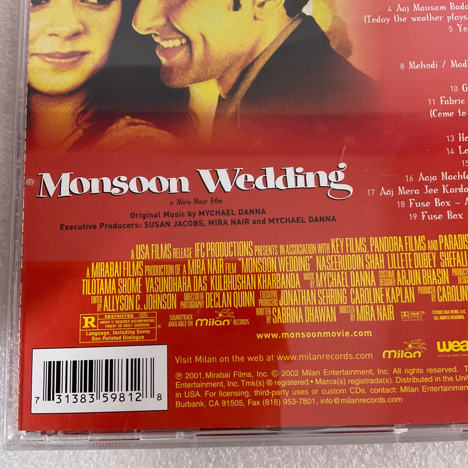 Monsoon Wedding Original Soundtrack CD Mychael Danna Milan Records - Image 16