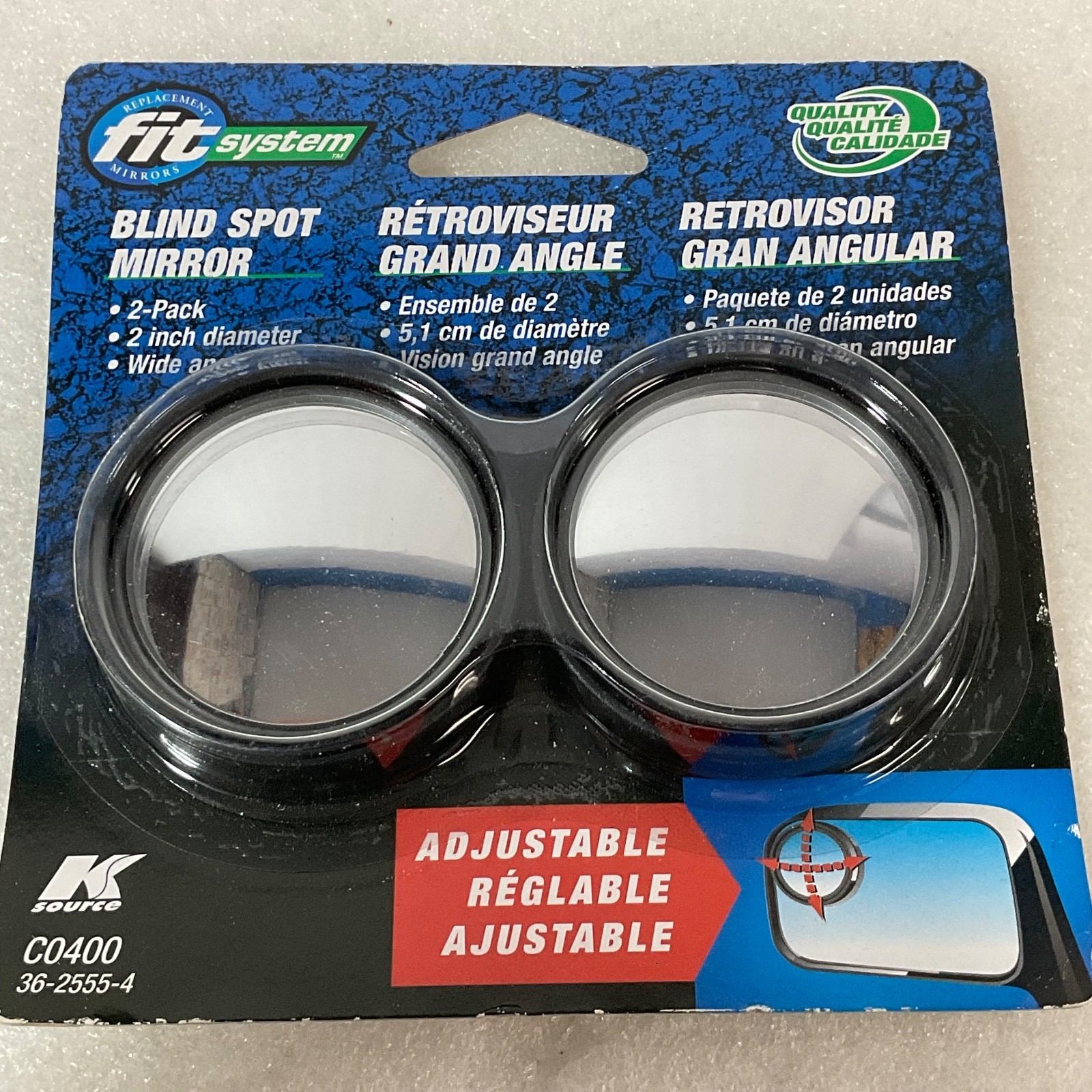 Fit System Blind Spot Mirrors 2in Adjustable 2 Pack Wide Angle C0400 - Image 1