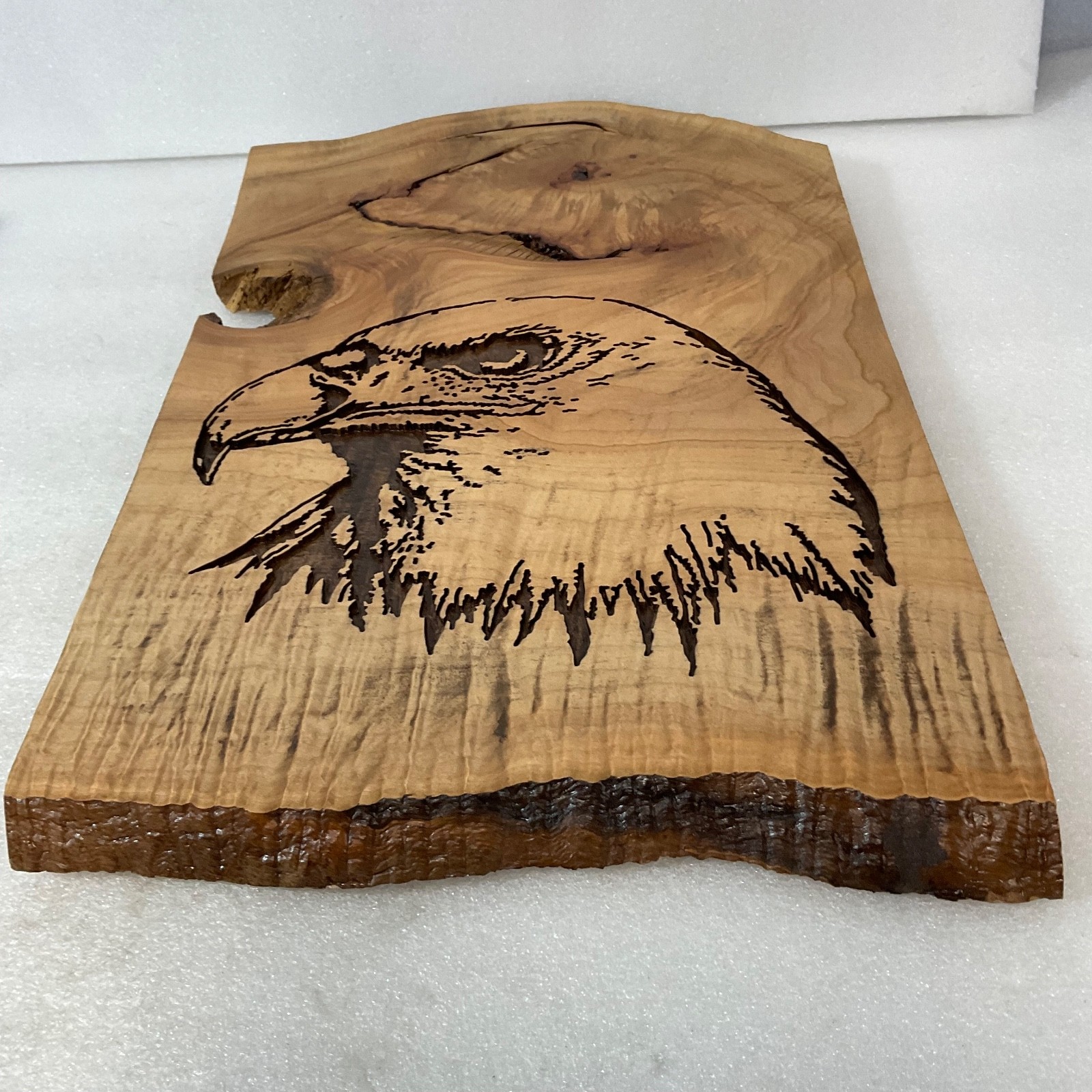 Handcrafted Bald Eagle Wood Art Plaque 17in Rustic Live Edge Wall Hanging - Image 6