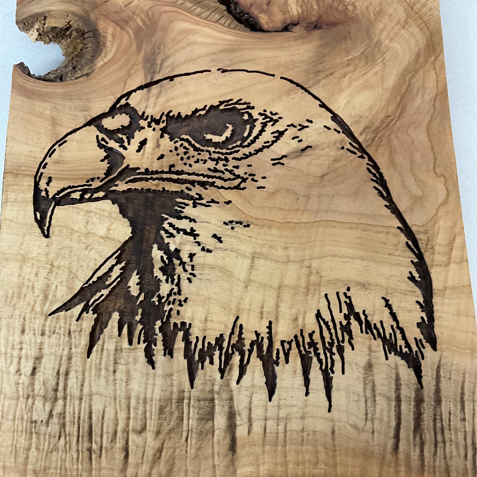 Handcrafted Bald Eagle Wood Art Plaque 17in Rustic Live Edge Wall Hanging - Image 7