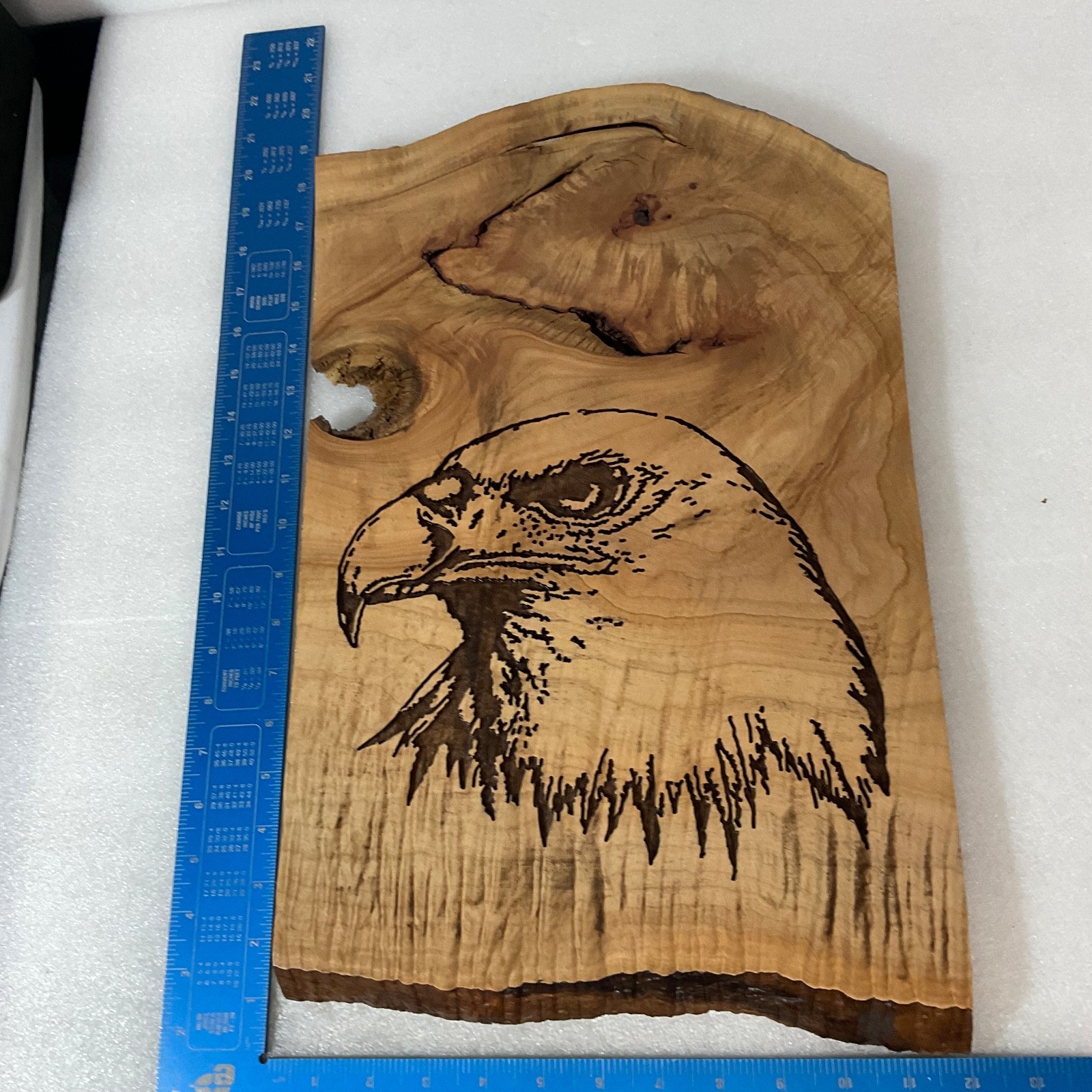 Handcrafted Bald Eagle Wood Art Plaque 17in Rustic Live Edge Wall Hanging - Image 10