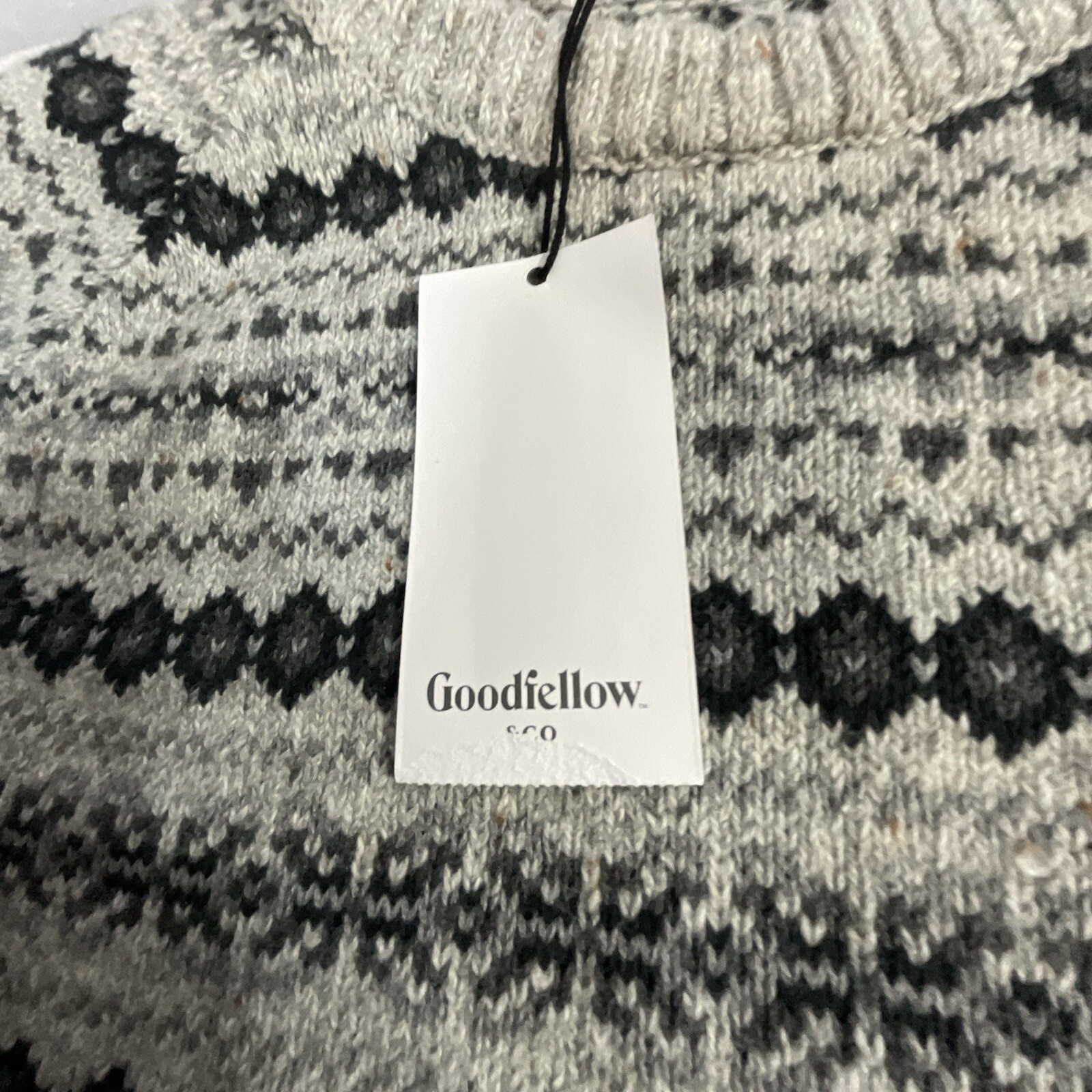 Goodfellow & Co Men’s XL Fair Isle Knit Sweater Gray Black 28in Length - Image 4