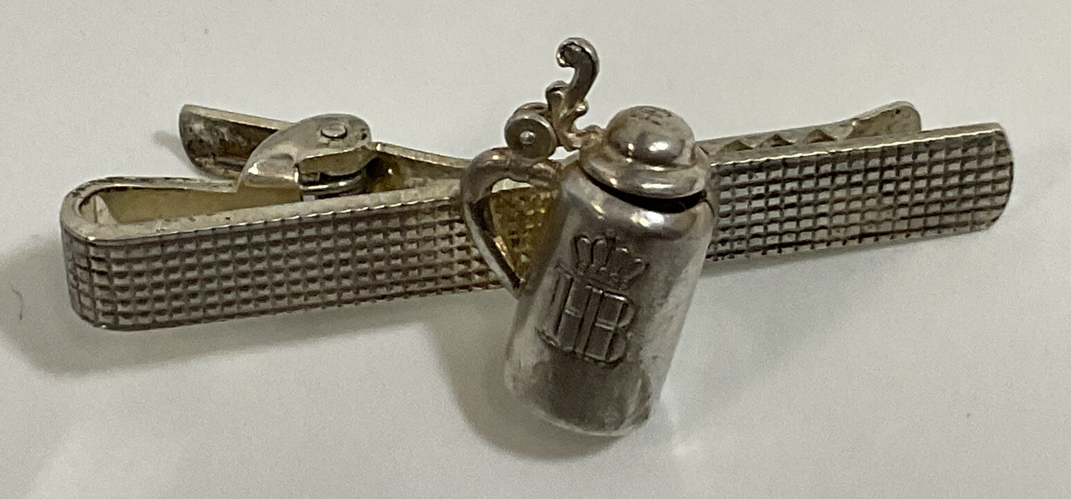 Vintage Hofbräu HB .835 Silver Beer Stein Mug Tie Clip 2.25in German - Image 3