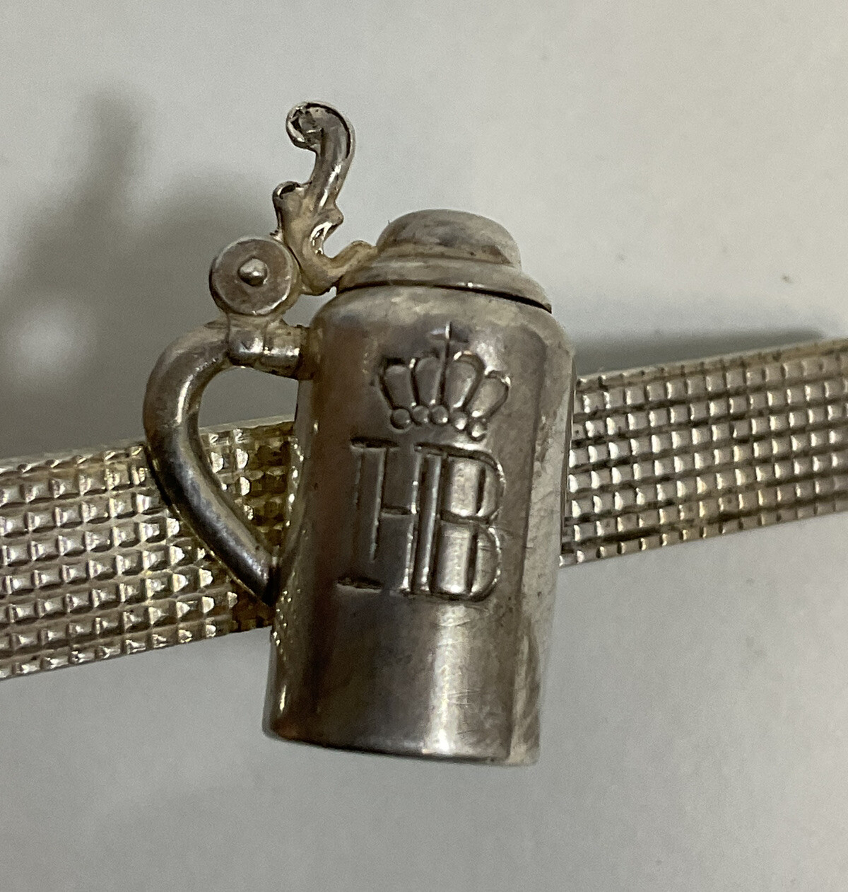 Vintage Hofbräu HB .835 Silver Beer Stein Mug Tie Clip 2.25in German - Image 9