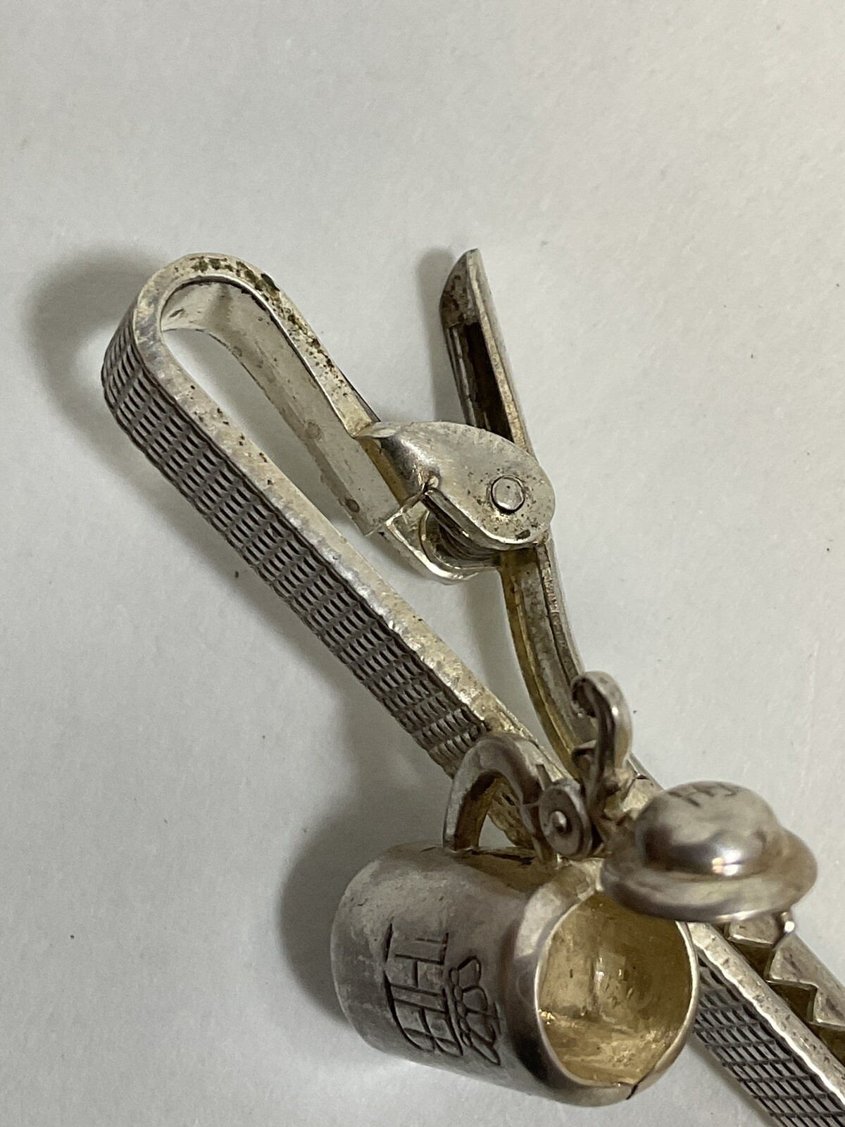 Vintage Hofbräu HB .835 Silver Beer Stein Mug Tie Clip 2.25in German - Image 13