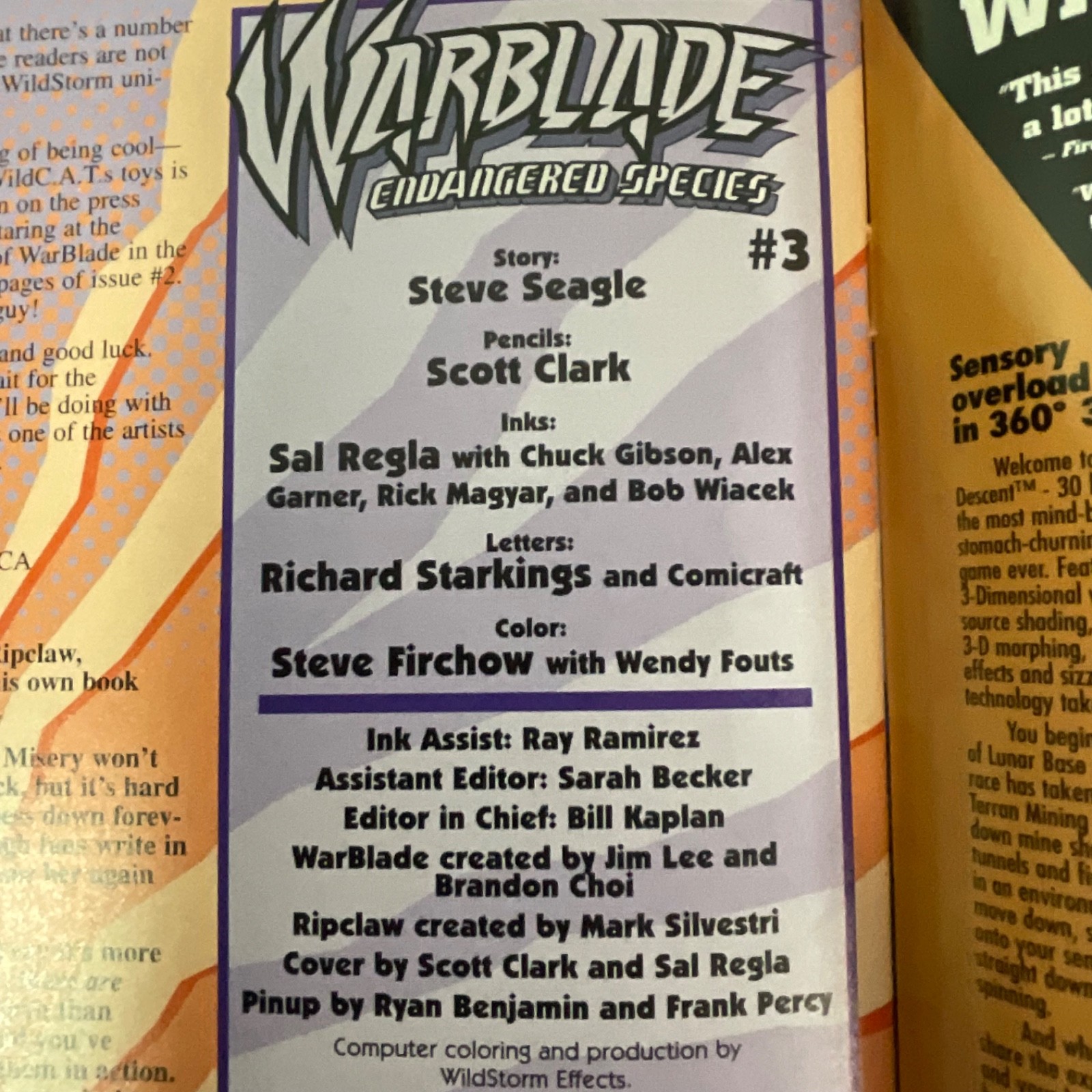 Warblade Endangered Species #3 1995 Image Comics Scott Clark Cover - Image 21