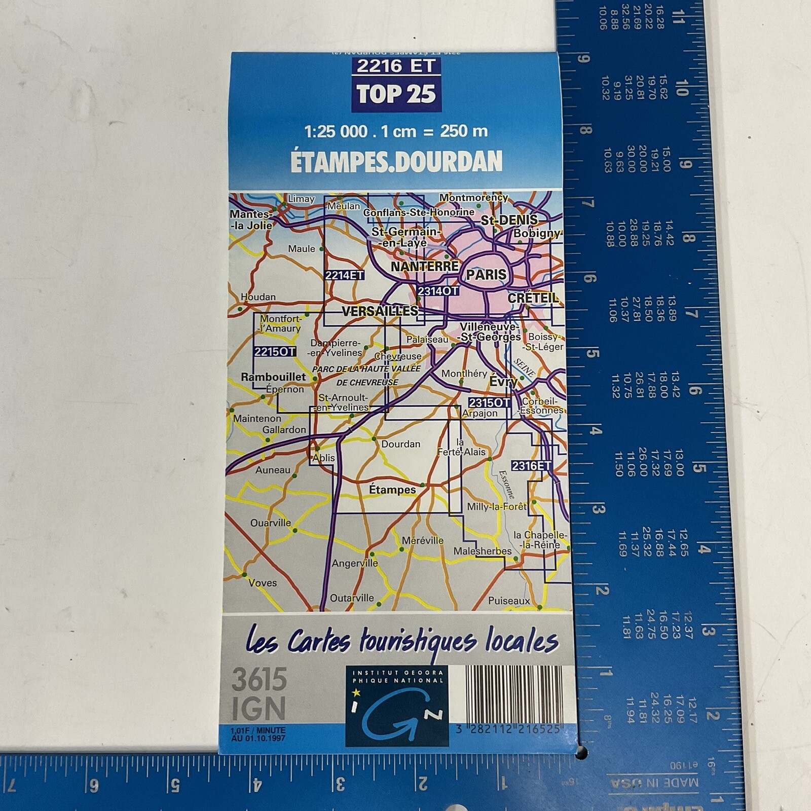 1997 IGN Top 25 Étampes Dourdan France Road Map 2216ET 3615 - Image 2