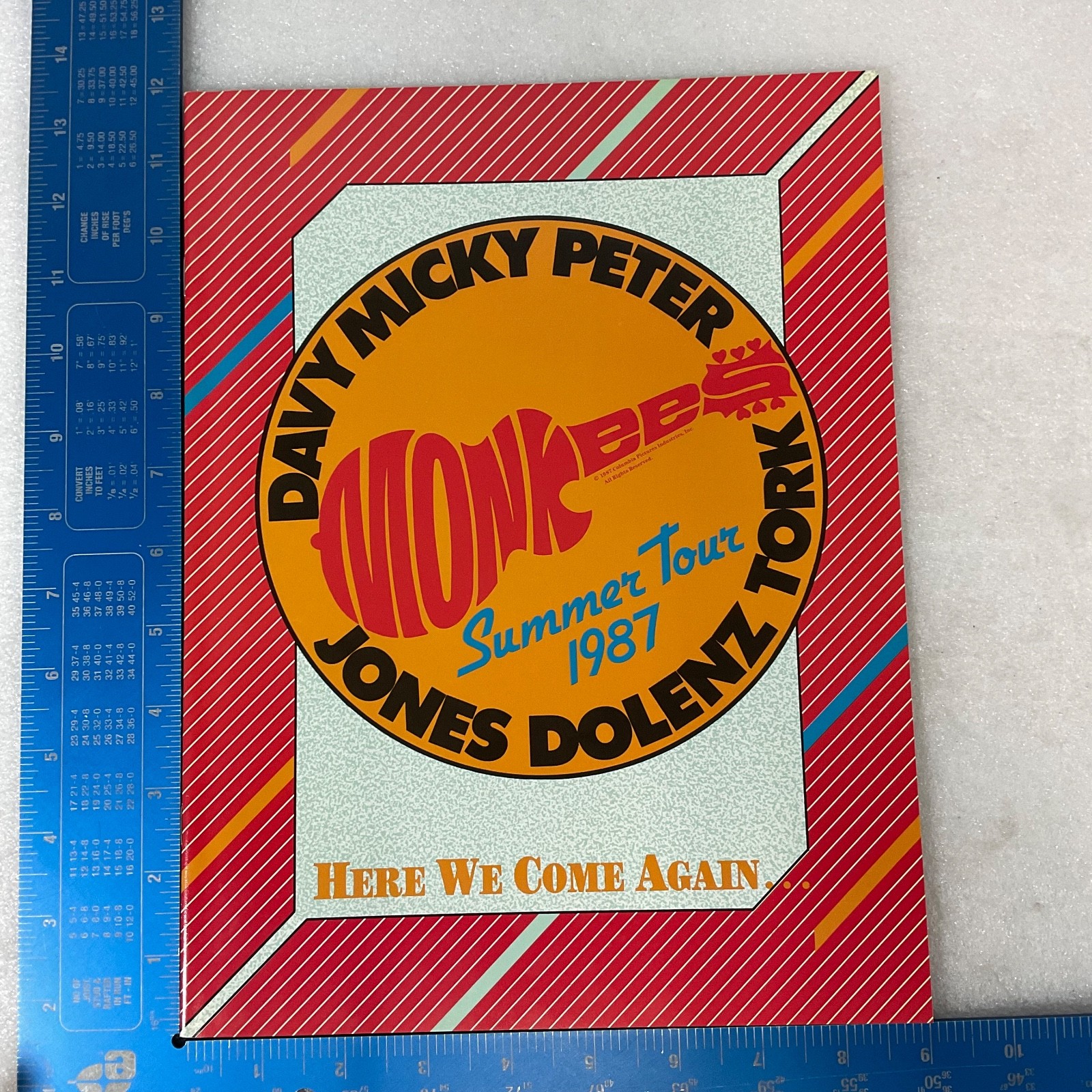 The Monkees 1987 Summer Tour Concert Program 13in “Here We Come Again” - Image 3