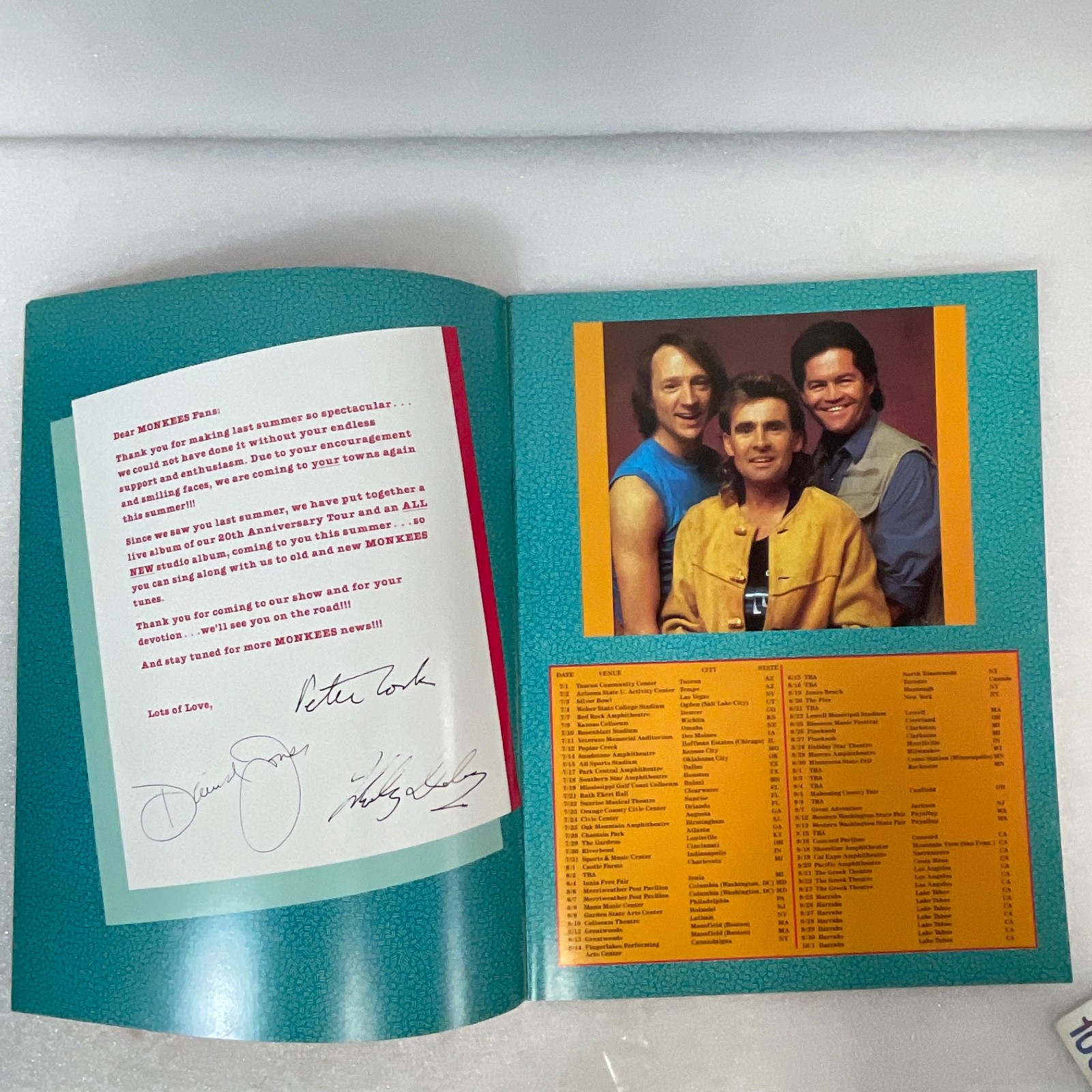 The Monkees 1987 Summer Tour Concert Program 13in “Here We Come Again” - Image 7