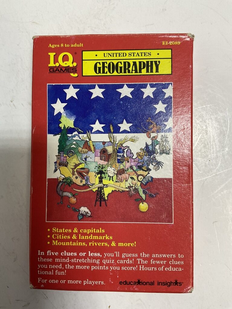 Vintage 1991 I.Q GamesUnited States Geography Flash Card Quiz Game Educational - Image 1