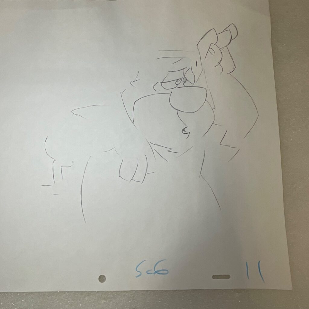 Animation Production Pencil Sketch Cartoon Caveman Character 12 in x 10 in - Image 1
