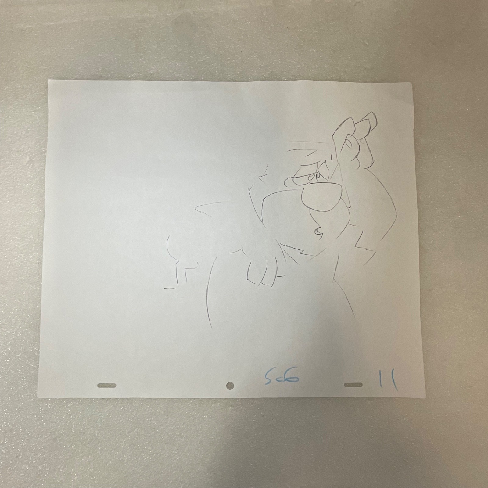 Animation Production Pencil Sketch Cartoon Caveman Character 12 in x 10 in - Image 2