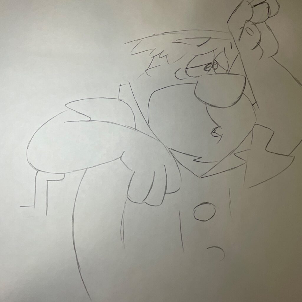 Caveman Animation Production Sketch Pencil Drawing 12 in x 10 in - Image 1