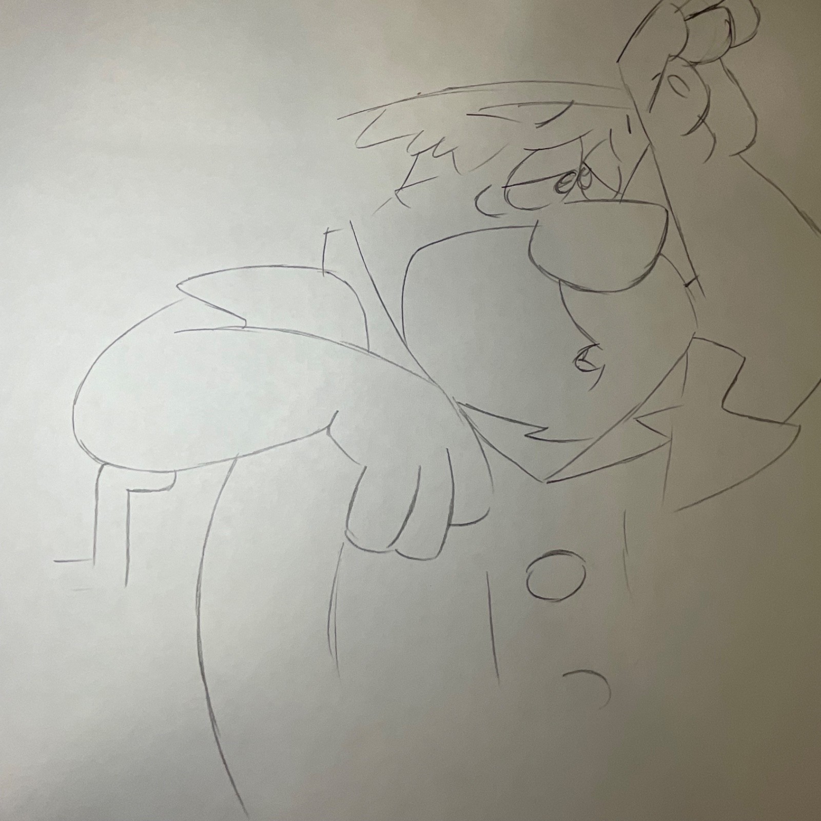 Caveman Animation Production Sketch Pencil Drawing 12 in x 10 in - Image 1