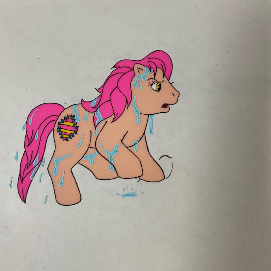 Vintage 80s Pony Animation Production Cel 12 in x 10 in Hand Painted - Image 1