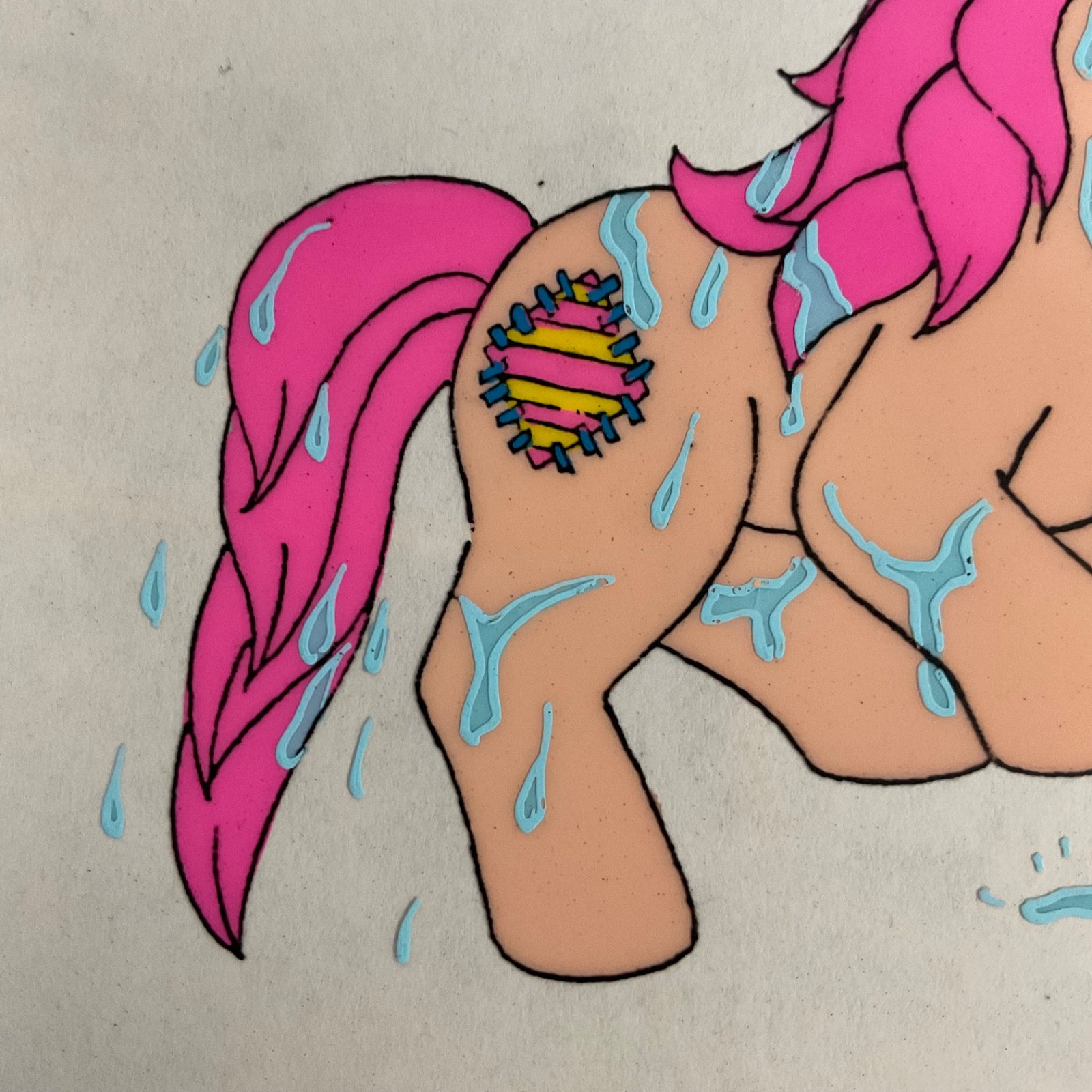 Vintage 80s Pony Animation Production Cel 12 in x 10 in Hand Painted - Image 9