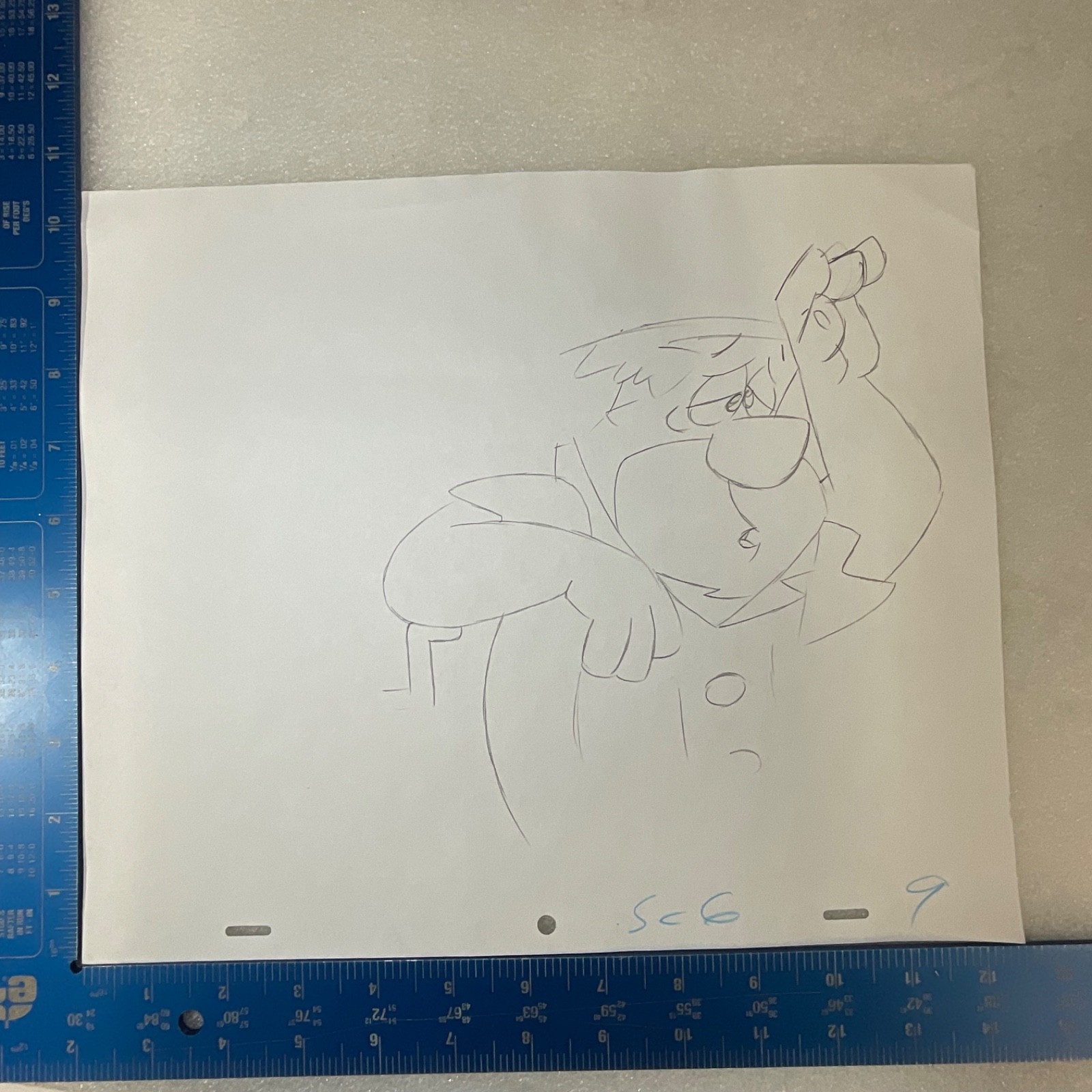 Caveman Animation Production Sketch Pencil Drawing 12 in x 10 in - Image 8