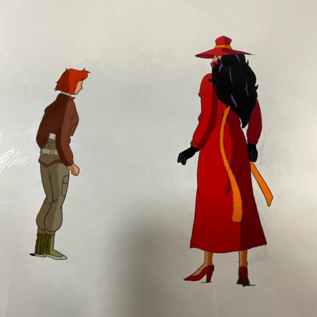 Animation Production Cel Art Red Coat Character Scene 12 in x 10 in - Image 1