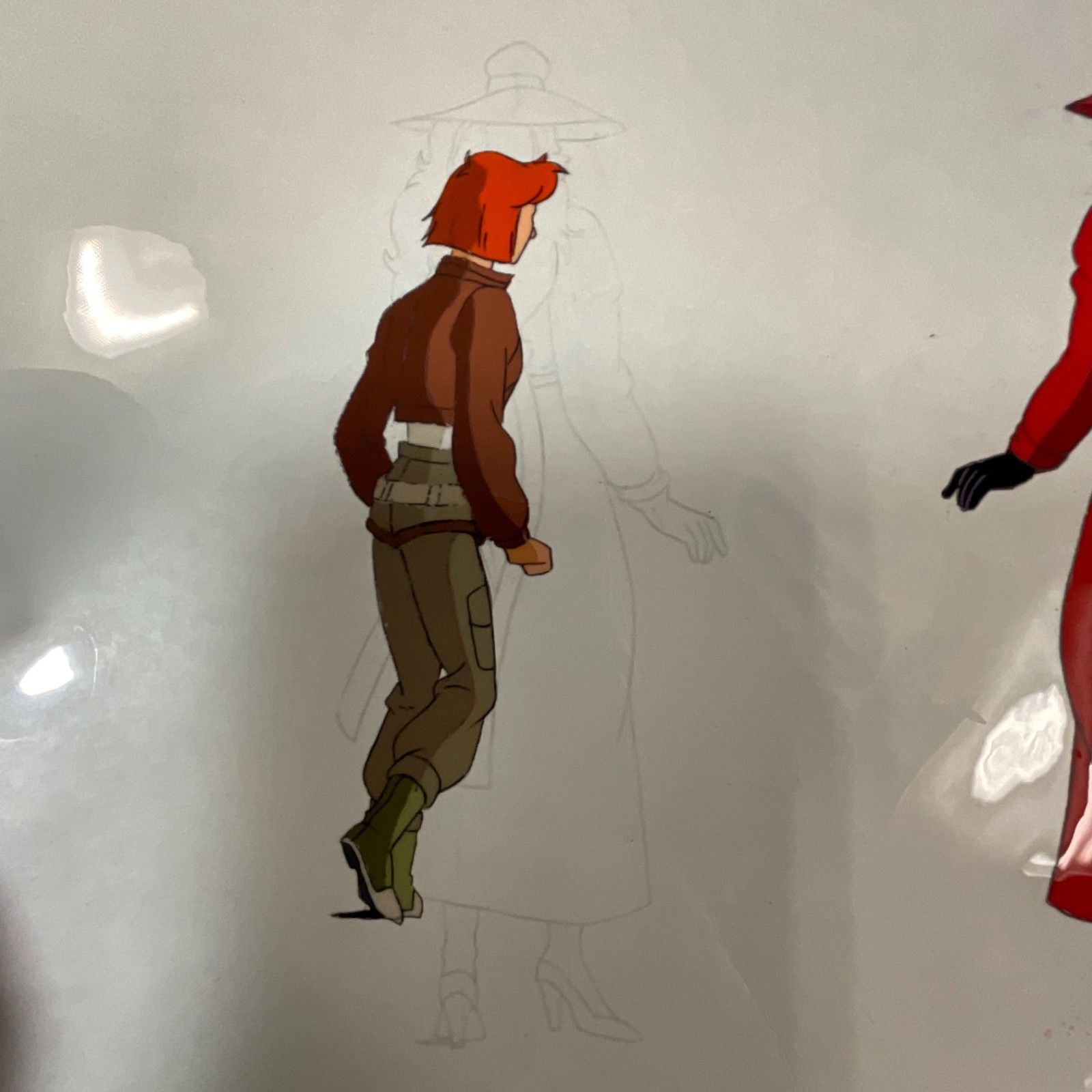 Original Animation Production Cel with Pencil Underdrawing Two Figures 12 in x 1 - Image 4