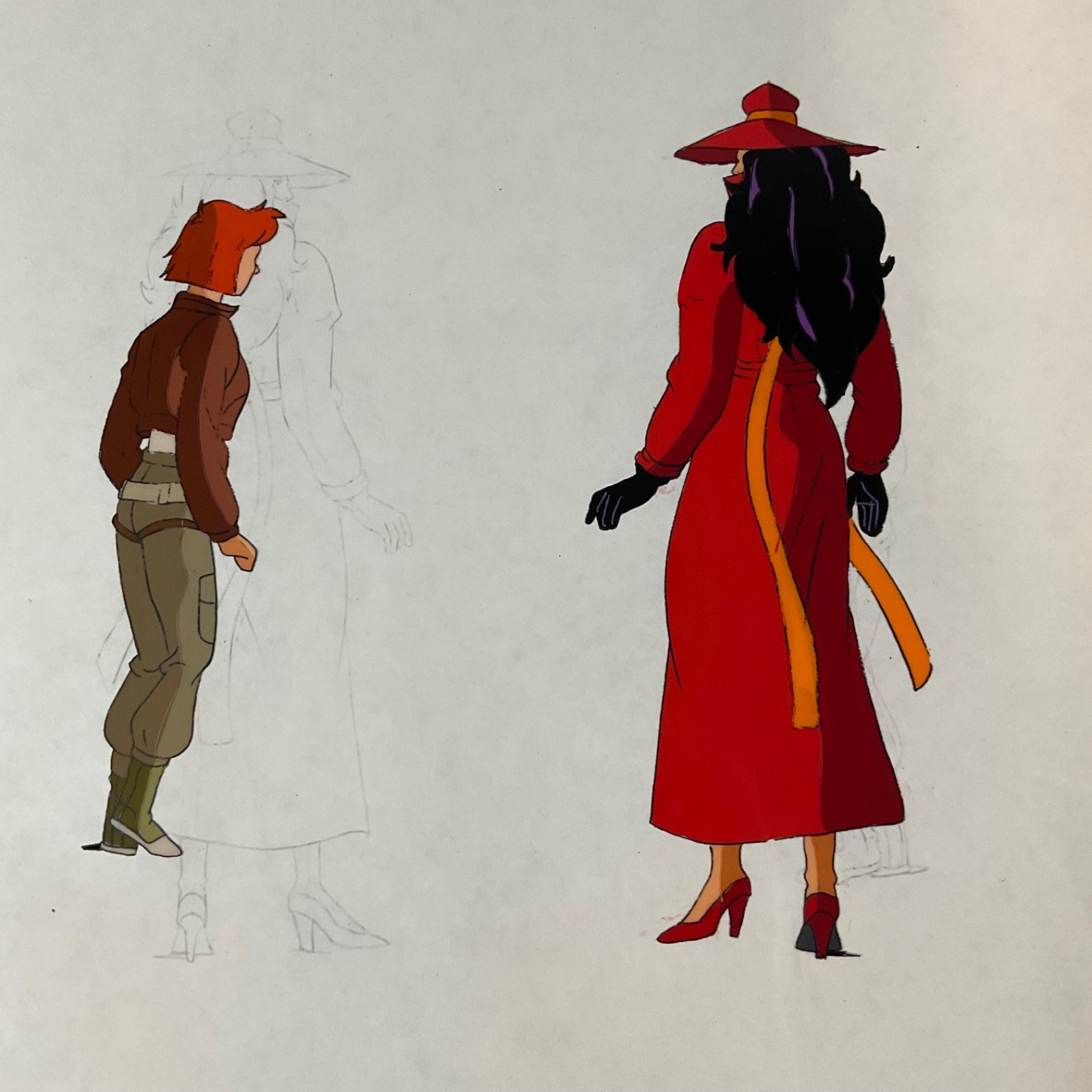 Original Animation Production Cel Two Character Scene Acetate 12 in x 10 in - Image 1