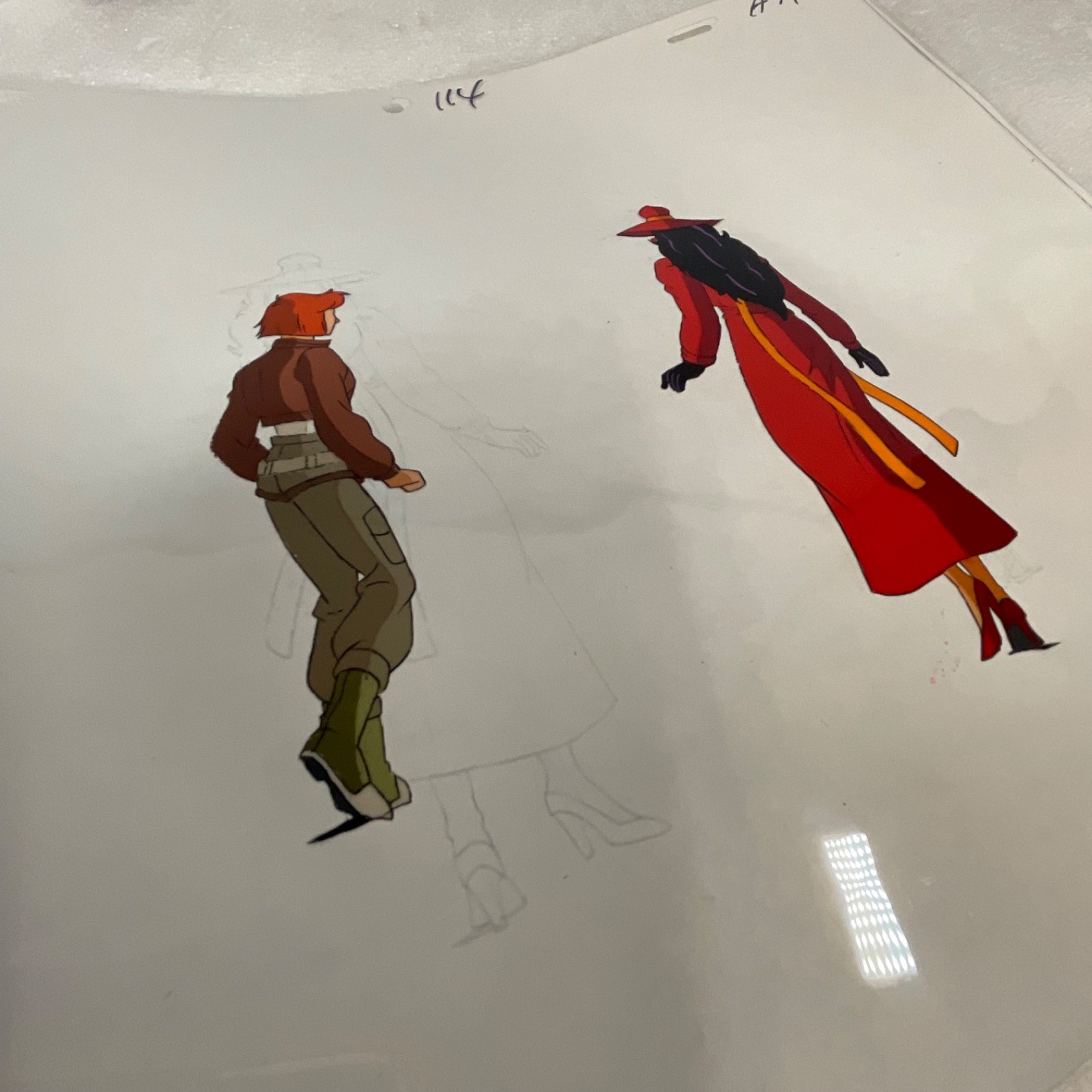 Original Animation Production Cel with Pencil Underdrawing Two Figures 12 in x 1 - Image 5