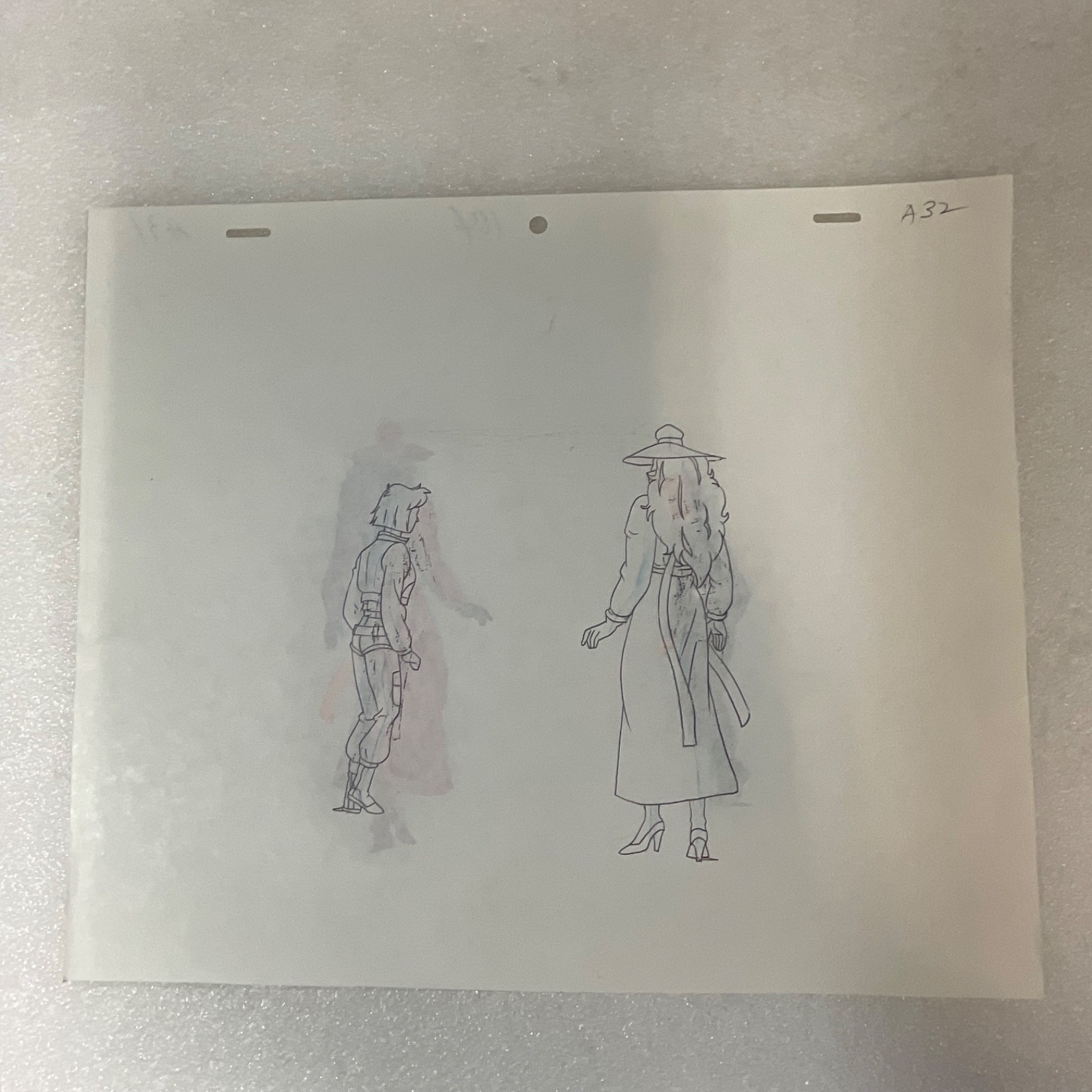 Original Animation Production Cel with Pencil Underdrawing Two Figures 12 in x 1 - Image 10