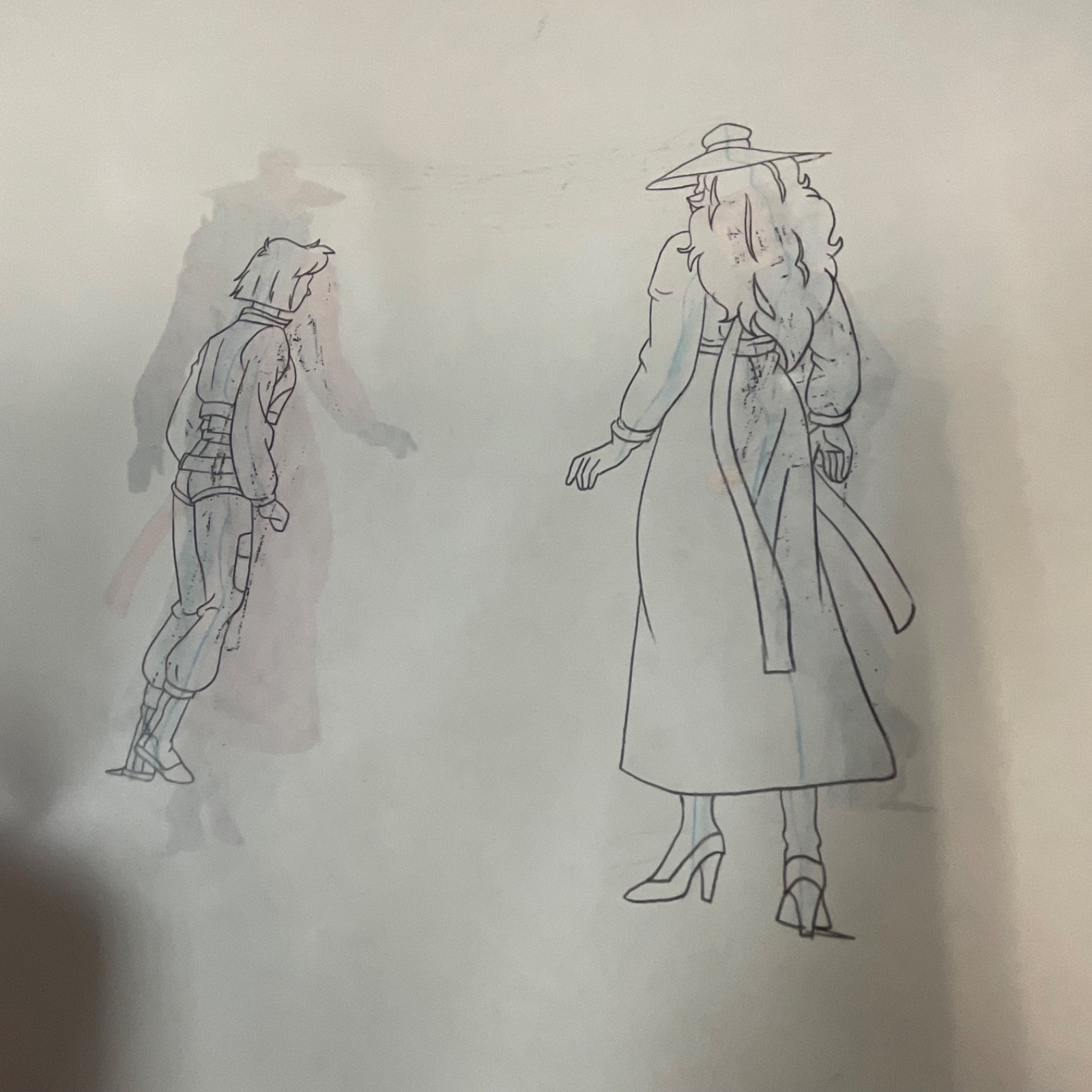 Original Animation Production Cel with Pencil Underdrawing Two Figures 12 in x 1 - Image 11