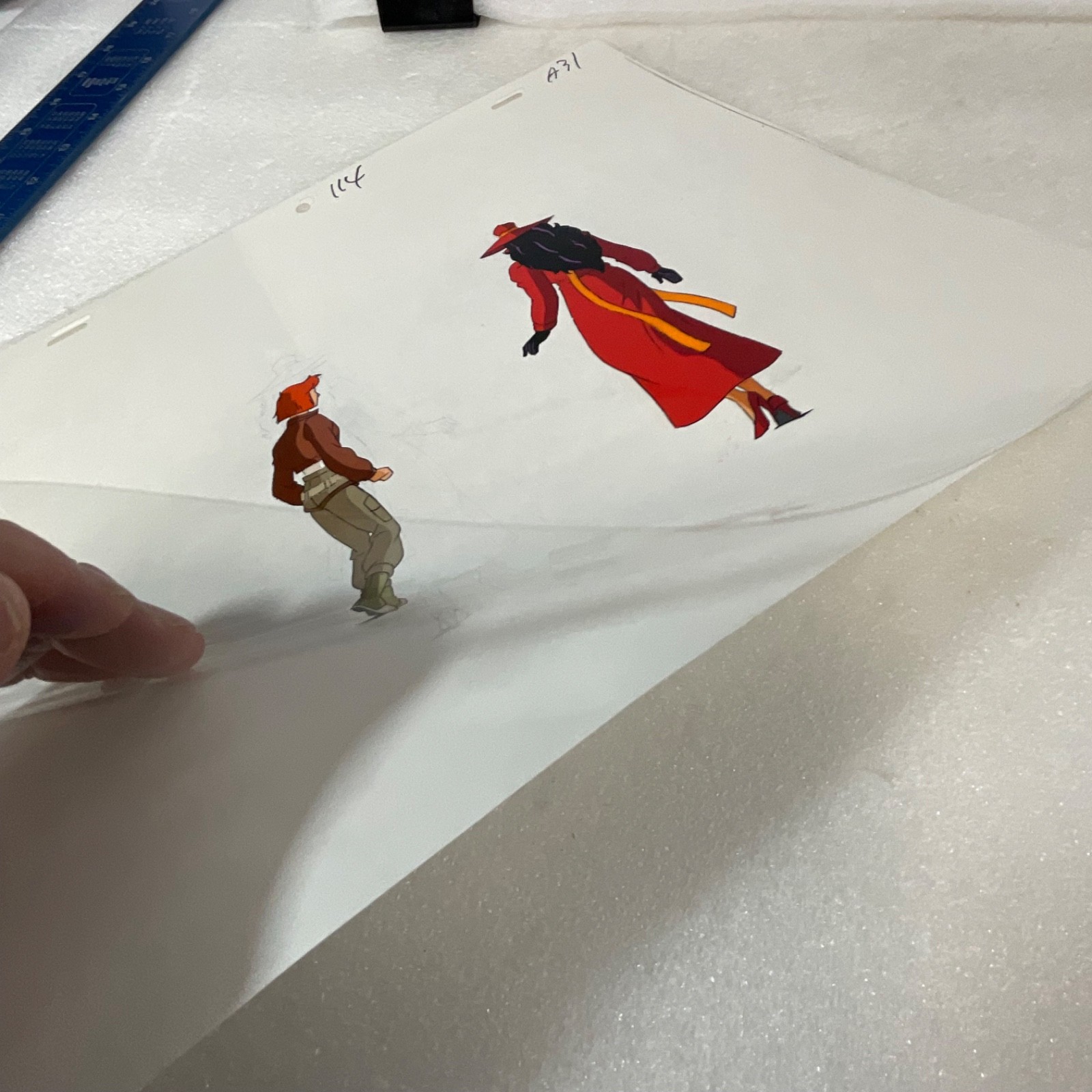 Original Animation Production Cel with Pencil Underdrawing Two Figures 12 in x 1 - Image 17
