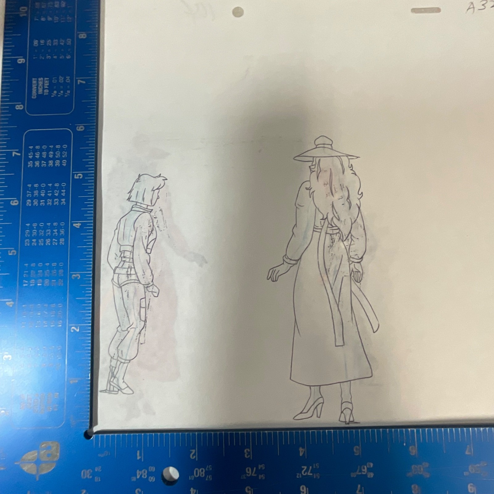 Original Animation Production Cel with Pencil Underdrawing Two Figures 12 in x 1 - Image 19