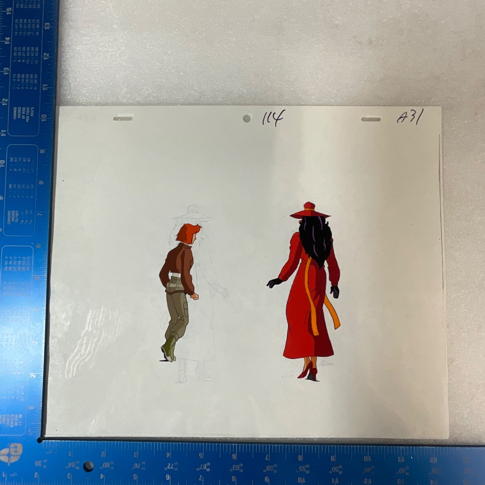 Original Animation Production Cel with Pencil Underdrawing Two Figures 12 in x 1 - Image 20