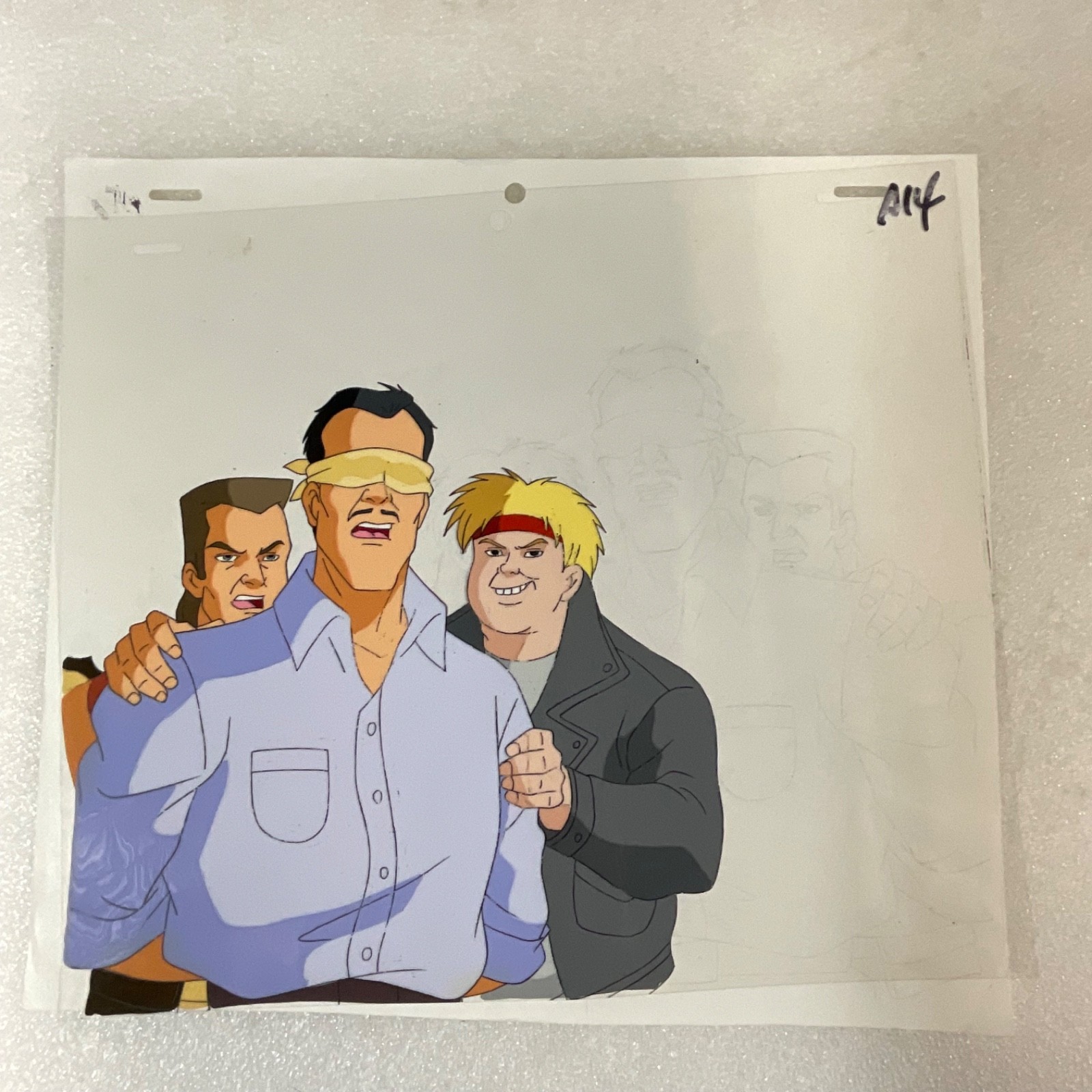 Animation Production Cel with Original Pencil Sketch Overlay 12 in x 10 in - Image 2