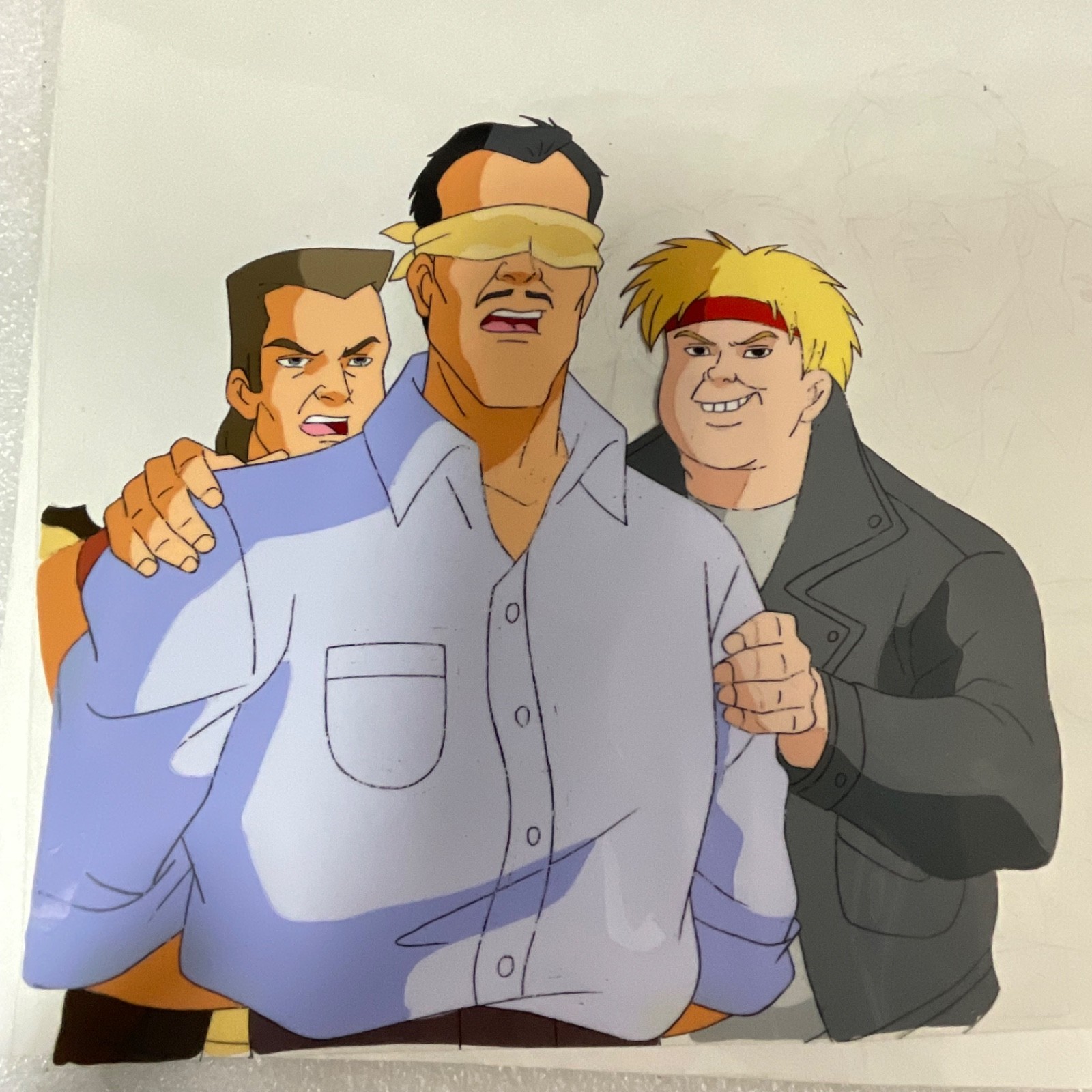 Animation Production Cel with Original Pencil Sketch Overlay 12 in x 10 in - Image 1