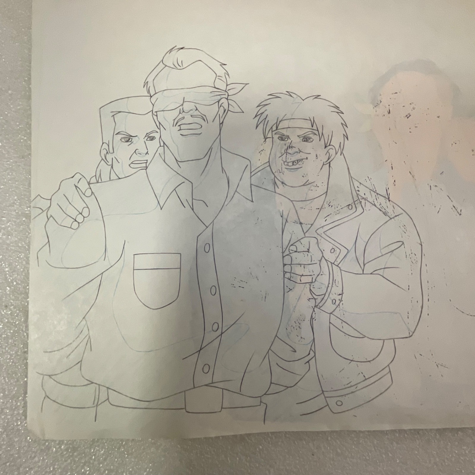 Animation Production Cel with Visible Pencil Line Work 12 in x 10 in - Image 9