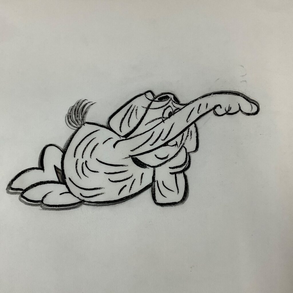 Hand-Drawn Dog Animation Production Cel Acetate Sheet Action Pose 12 in x 10 in - Image 1
