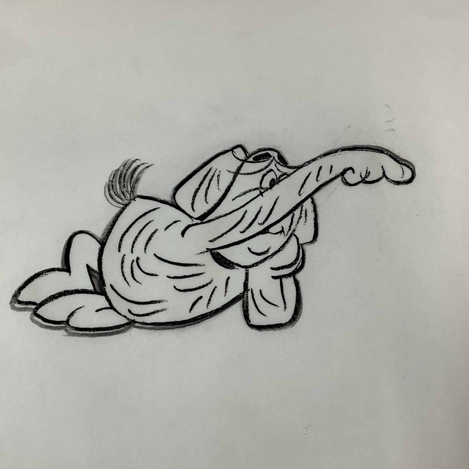 Hand-Drawn Dog Animation Production Cel Acetate Sheet Action Pose 12 in x 10 in - Image 1